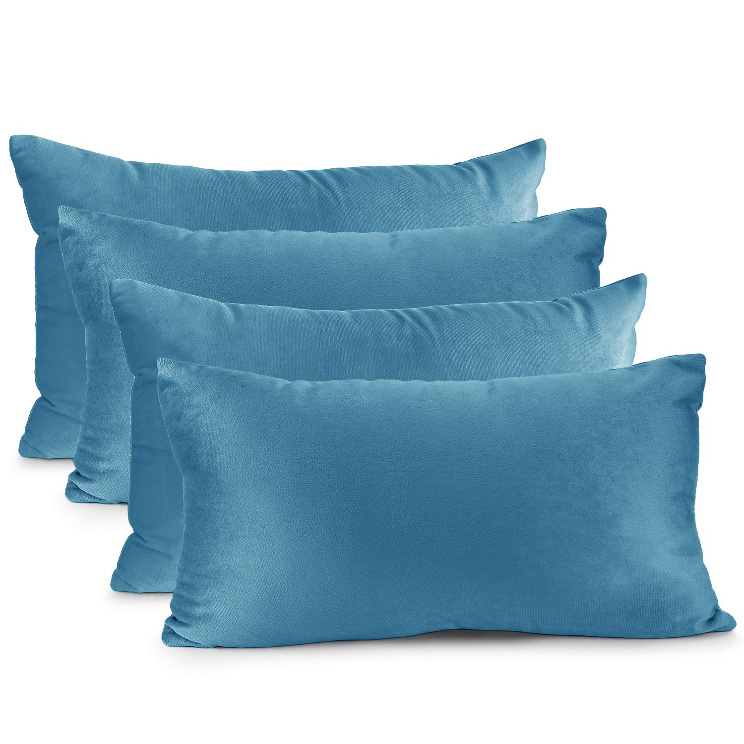 Nestl Throw Pillow Covers, Cozy Velvet Decorative Pillow Covers 12x20 Inches, Soft Solid Couch Pillow Covers for Sofa, Bed and Car, Set of 4 - Blue Heaven (B07SRCWDBC) Amazon Price History, Amazon Price Tracker