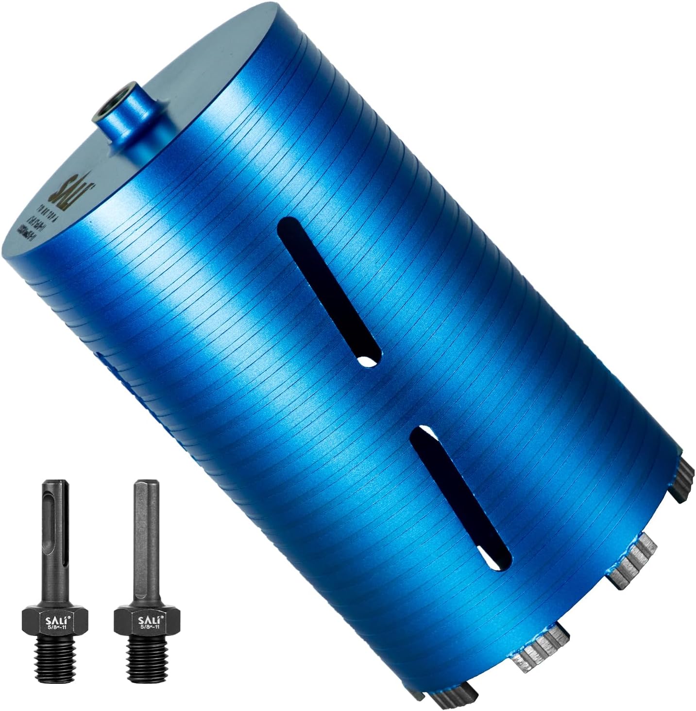 SALI Diamond Core Drill Bits 6" Diameter 10"/254mm Drilling Depth 5/8-11" Thread Core Bit Turbo Laser-Welded Segments for Cured Concrete with, Brick, Block, Masonry, with Two Adapters