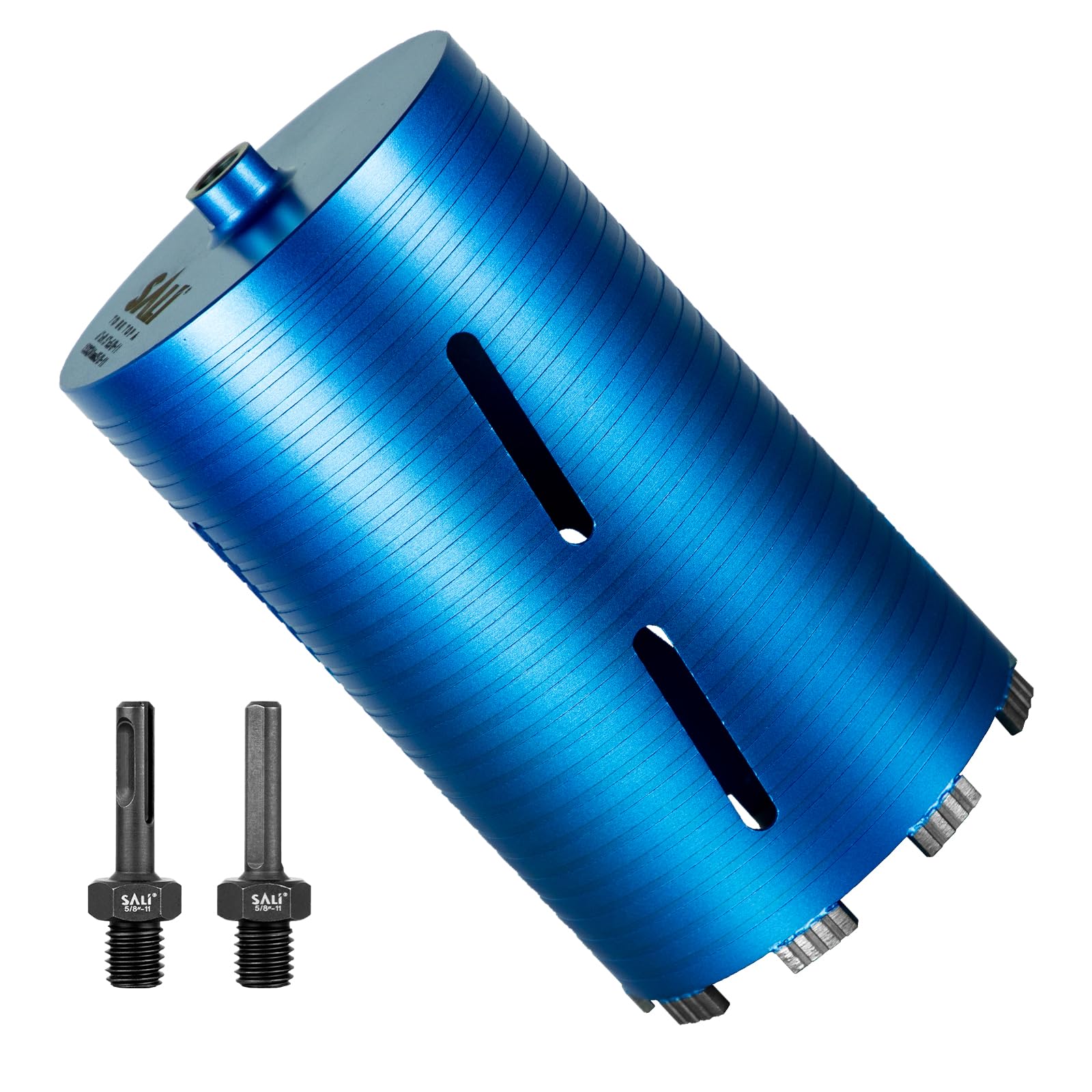 SALI Diamond Core Drill Bits 6" Diameter 10"/254mm Drilling Depth 5/8-11"Thread Core Bit Turbo Laser-Welded Segments for Cured Concrete with Rebar, Brick, Block, Masonry, Stone with Two Adapters
