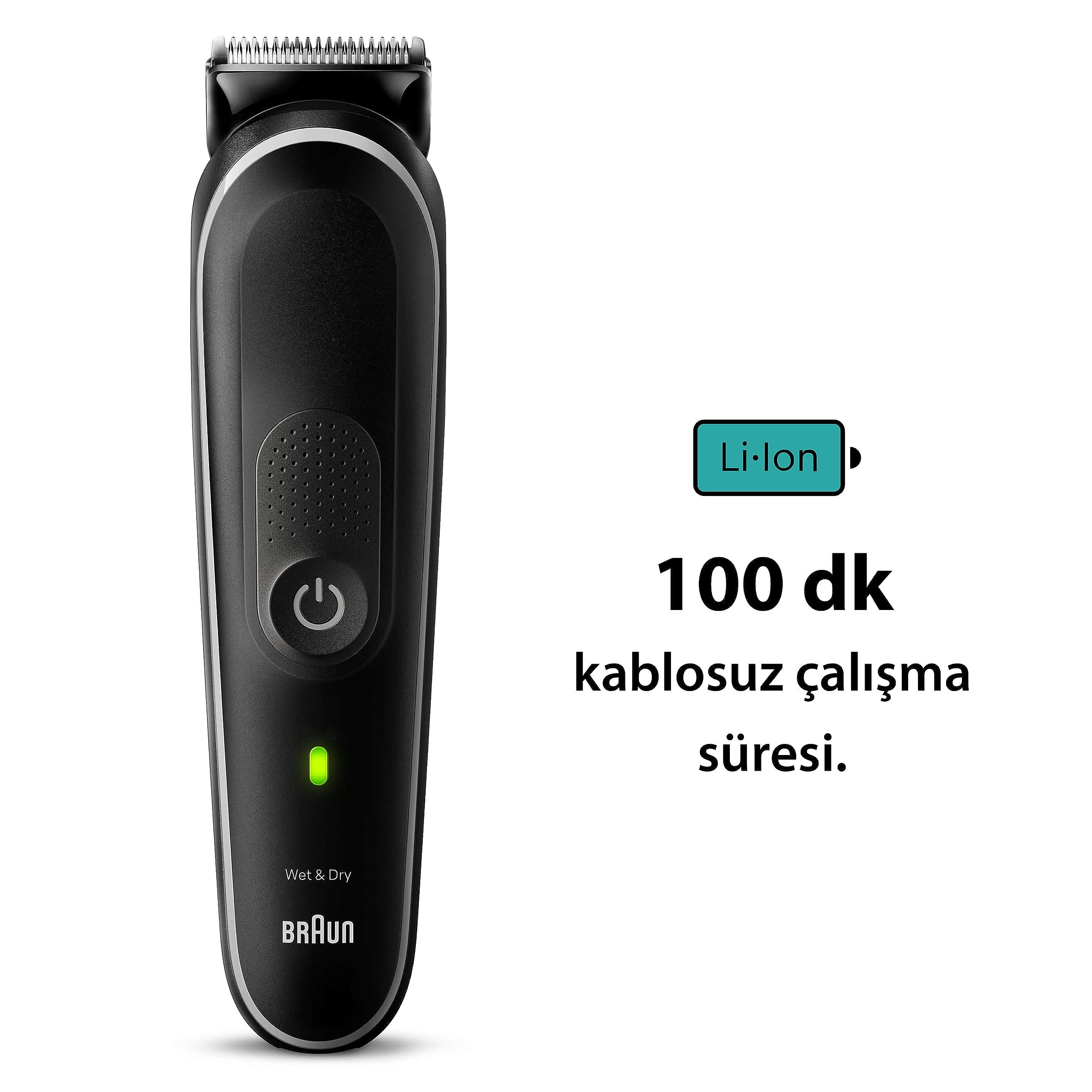 Braun Kit de estilo 9 en 1 5 MGK5420 para barba, cuerpo, oreja y nariz. Con tiempo de ejecución de 100 minutos, bolsa, gris
