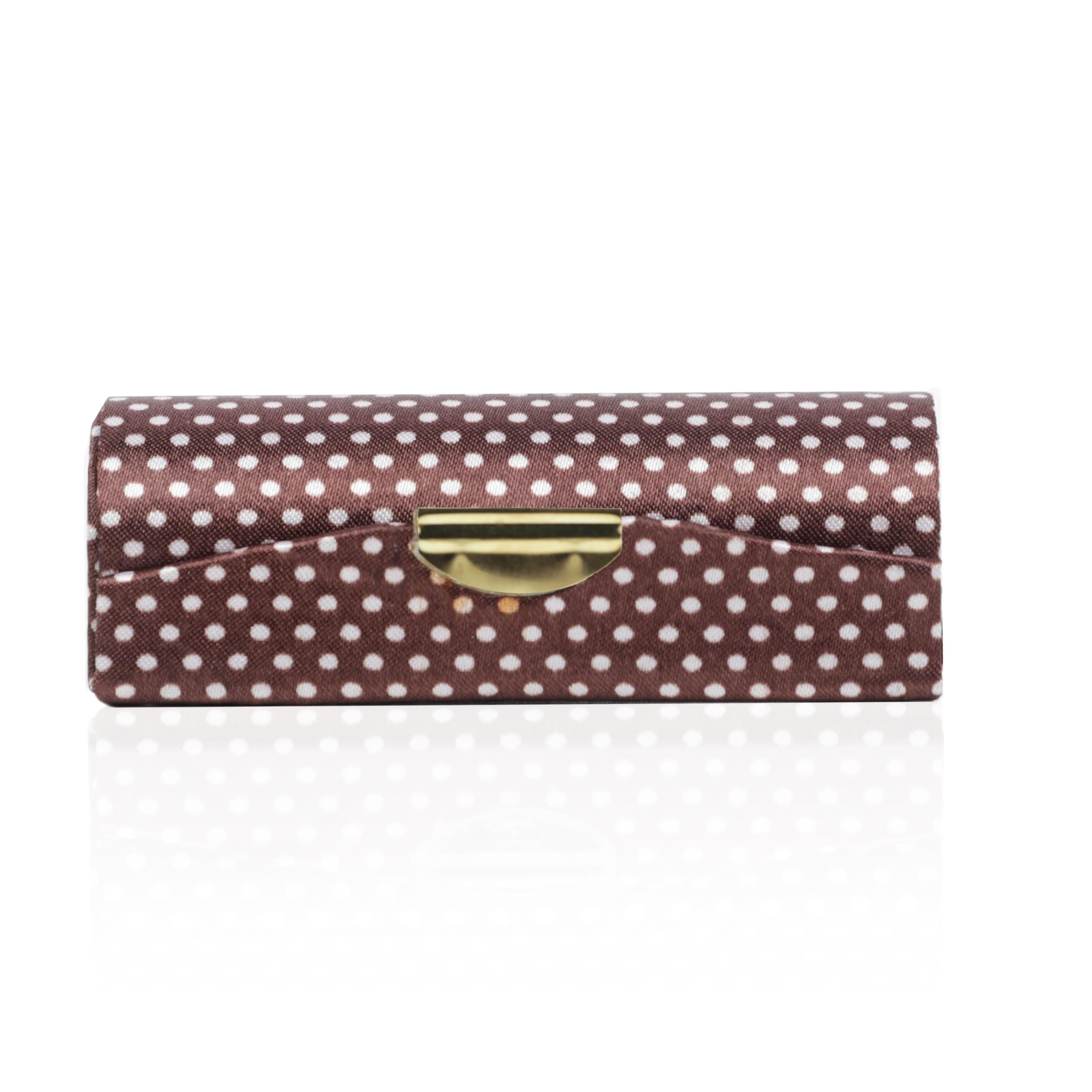 Motique Accessories Brown Polka Dot Lipstick Case With Mirror Purse Holder Set of 2