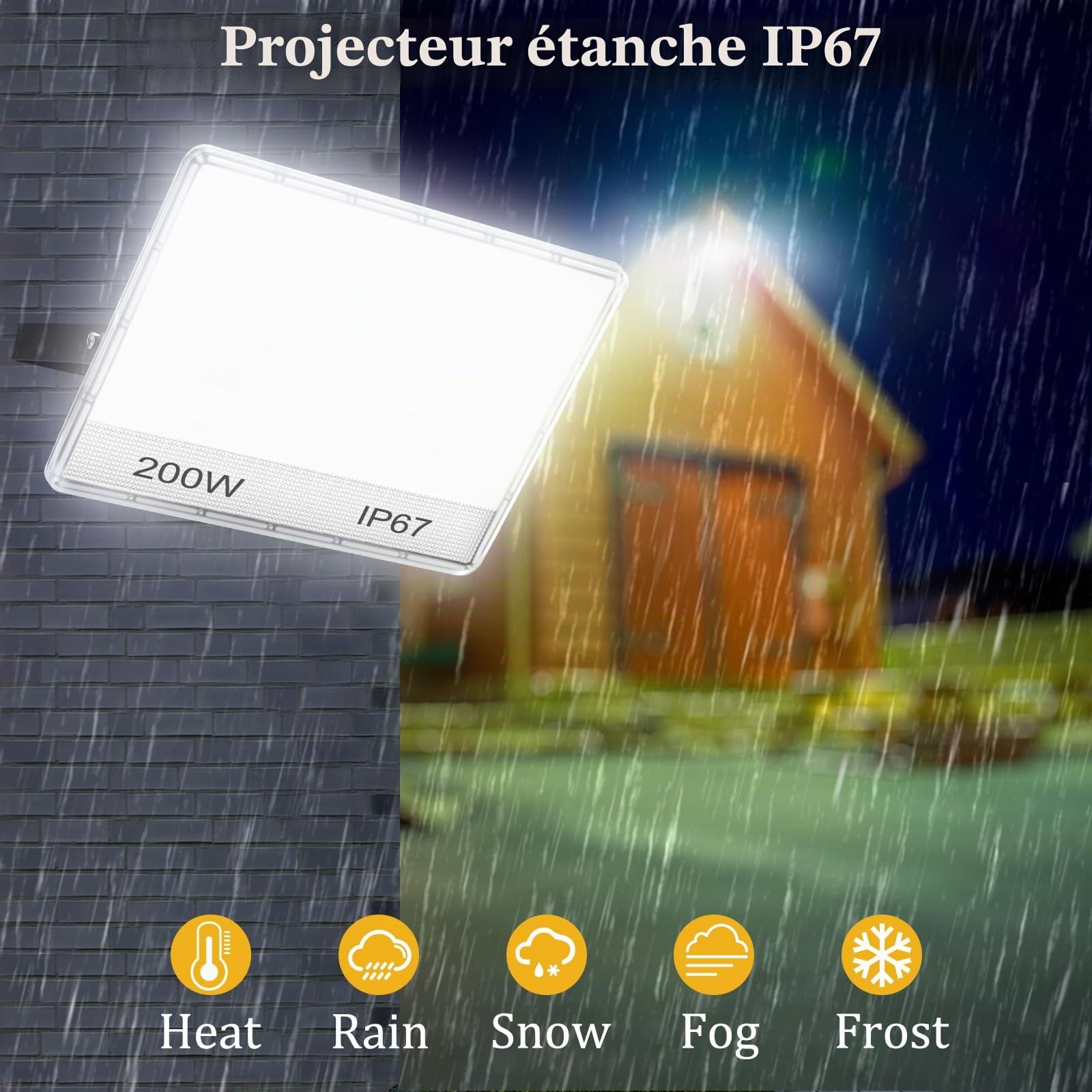 Spots LED Extérieur 200W 20000lm 6500K Projecteur LED | 2 Pièces Blanc Froid, IP67 Étanche Projecteur Exterieur LED pour Jardin Garage Patio Cour Atelier