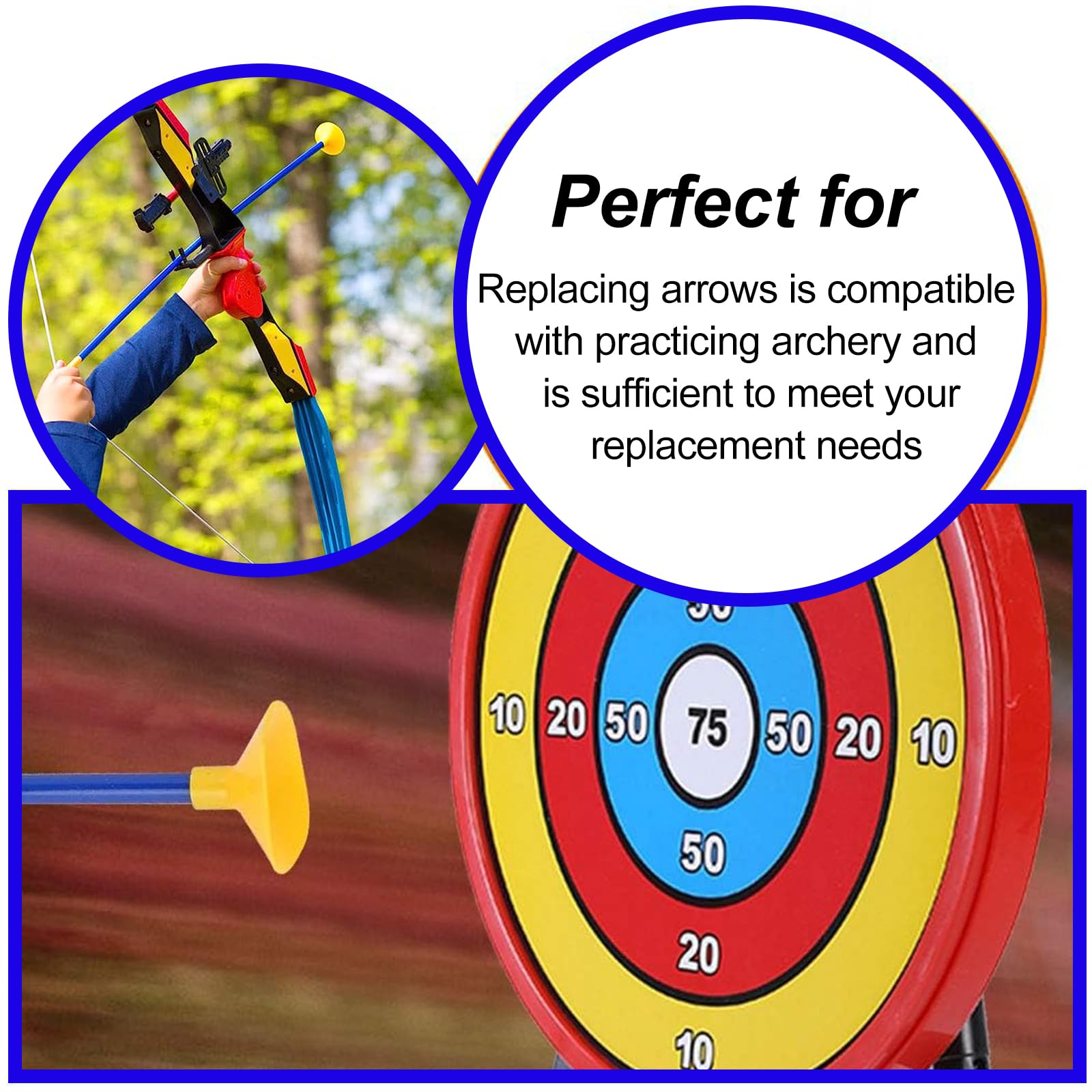 20 Pièces Flèches à Ventouse, Plastique Ventouse Flèches,42 cm Flèche Ventouse pour Garçons et Filles Sébutant l'Entraînement au Tir(Bleu)