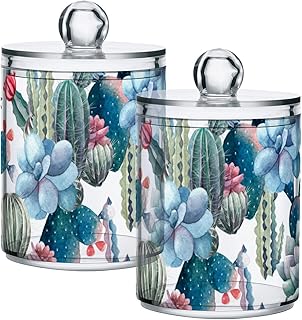 Zhirexin Cactus Pattern 4PC Airtight Transparent Glass Storage Jar, Food Storage Container Glass, Can Store Candy, Salt, Coffee Beans, With lid, Easy To Use