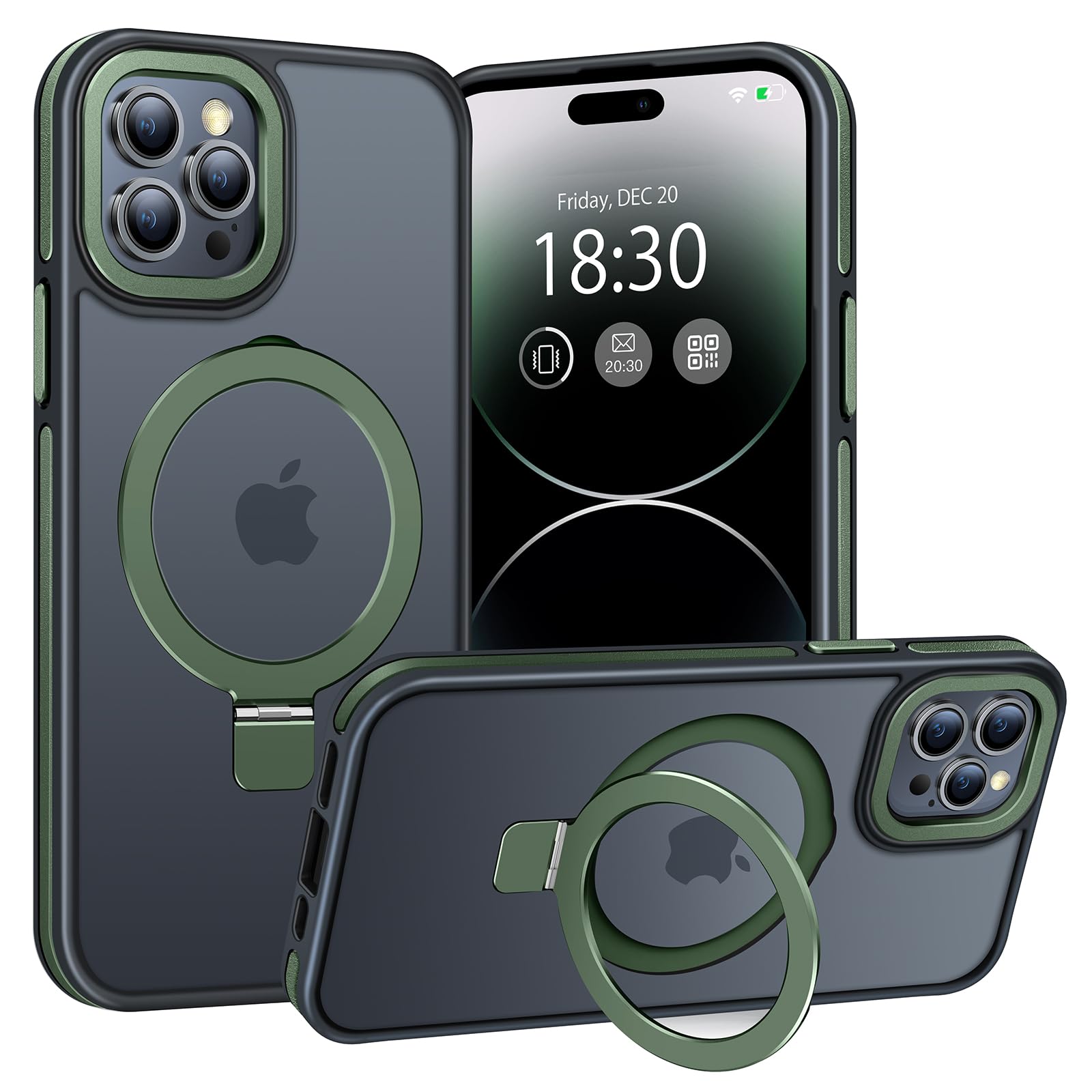 BENTIACC Magnetic Case for iPhone 14 Pro, with Invisible Ring Stand, Military Drop Protection, Shockproof Anti-Fingerprint Matte Protective Cover for