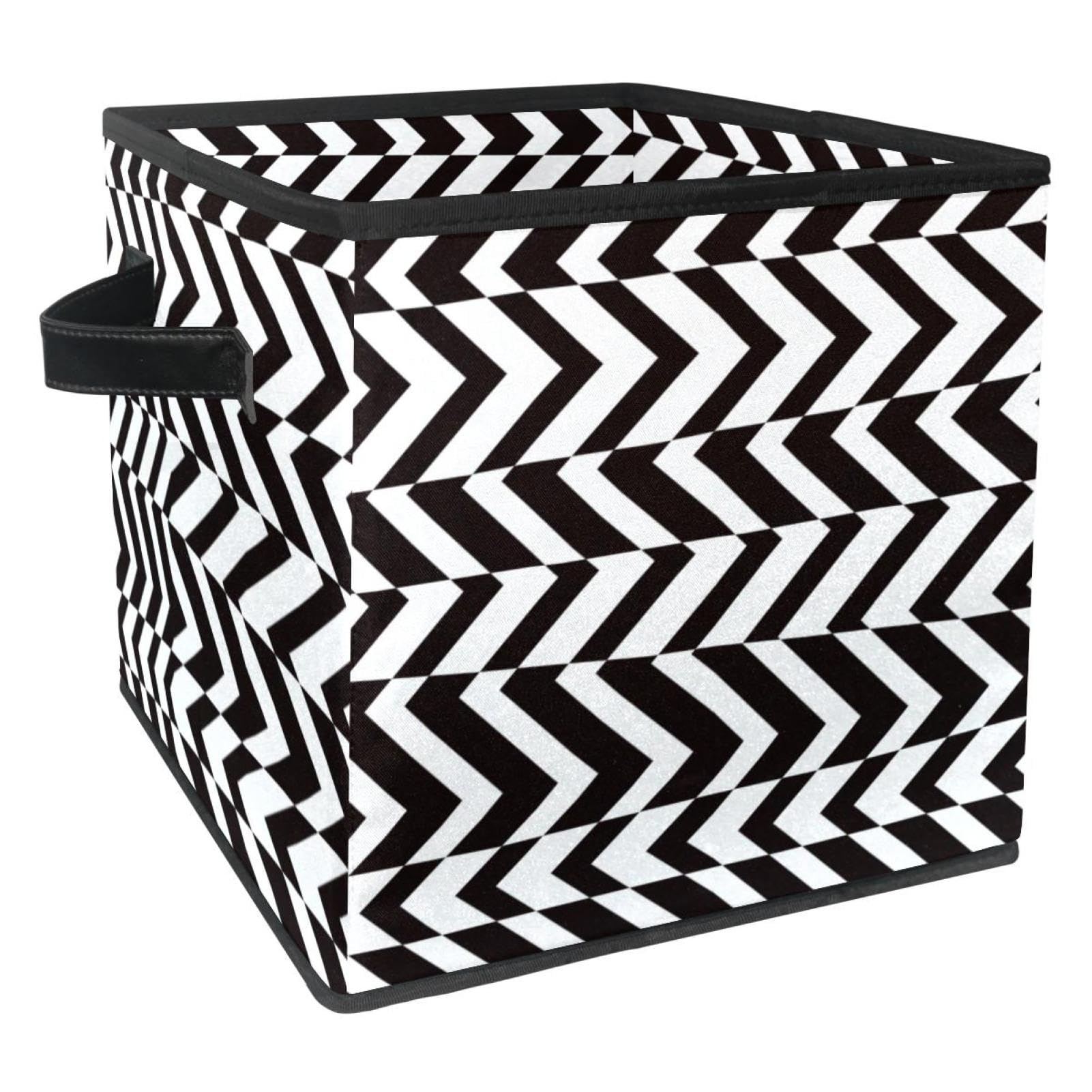 Boîte de rangement pliable en tissu noir et blanc pour placard