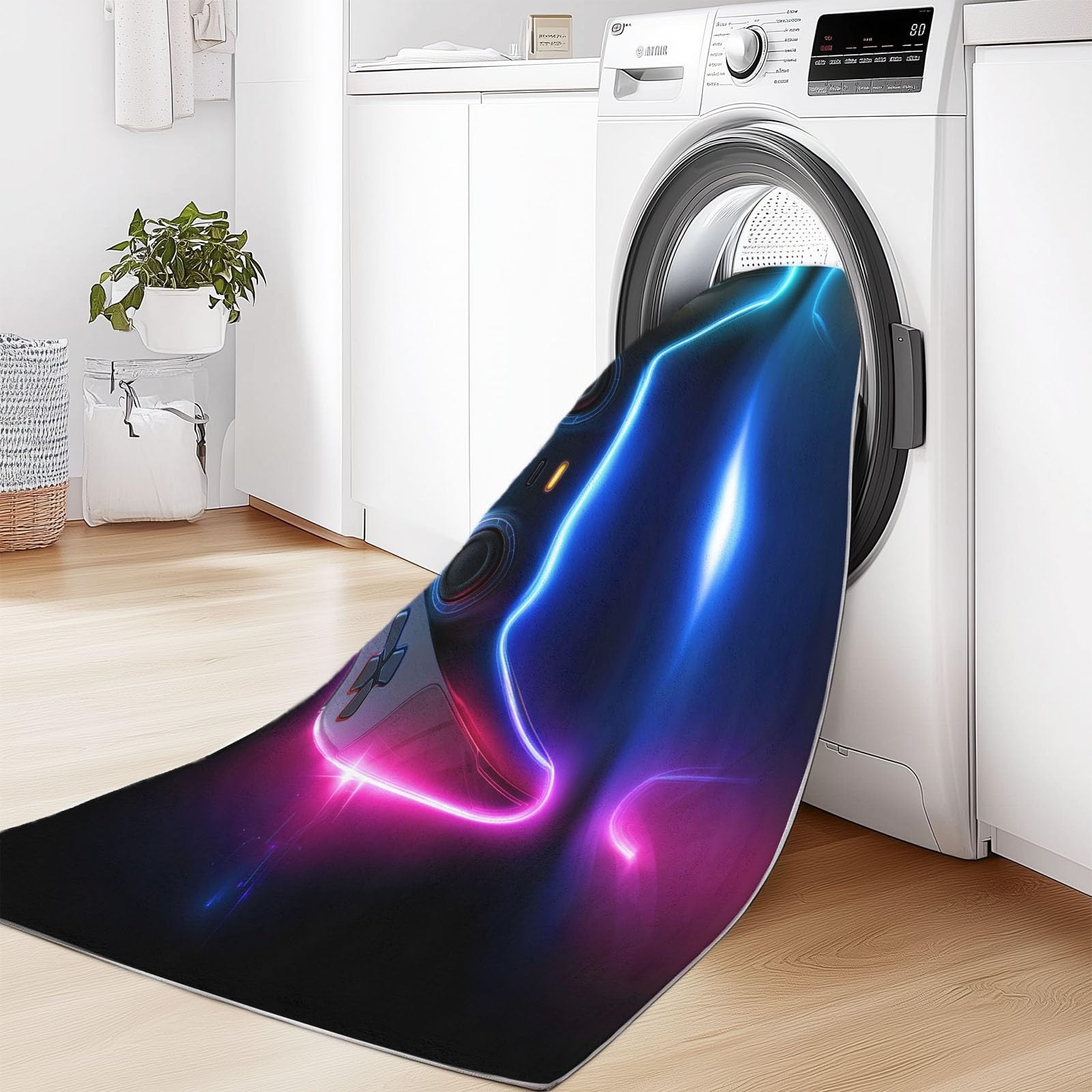 Tappeto Salotto Corto Pile Controller Gioco Luci Al Neon Tecnologia Giochi, Tappeti Corridoio Lungo 140 x 200 cm Morbido Lavabile Antiscivolo, per Soggiorno Camera da letto e Sala da Pranzo Cucina