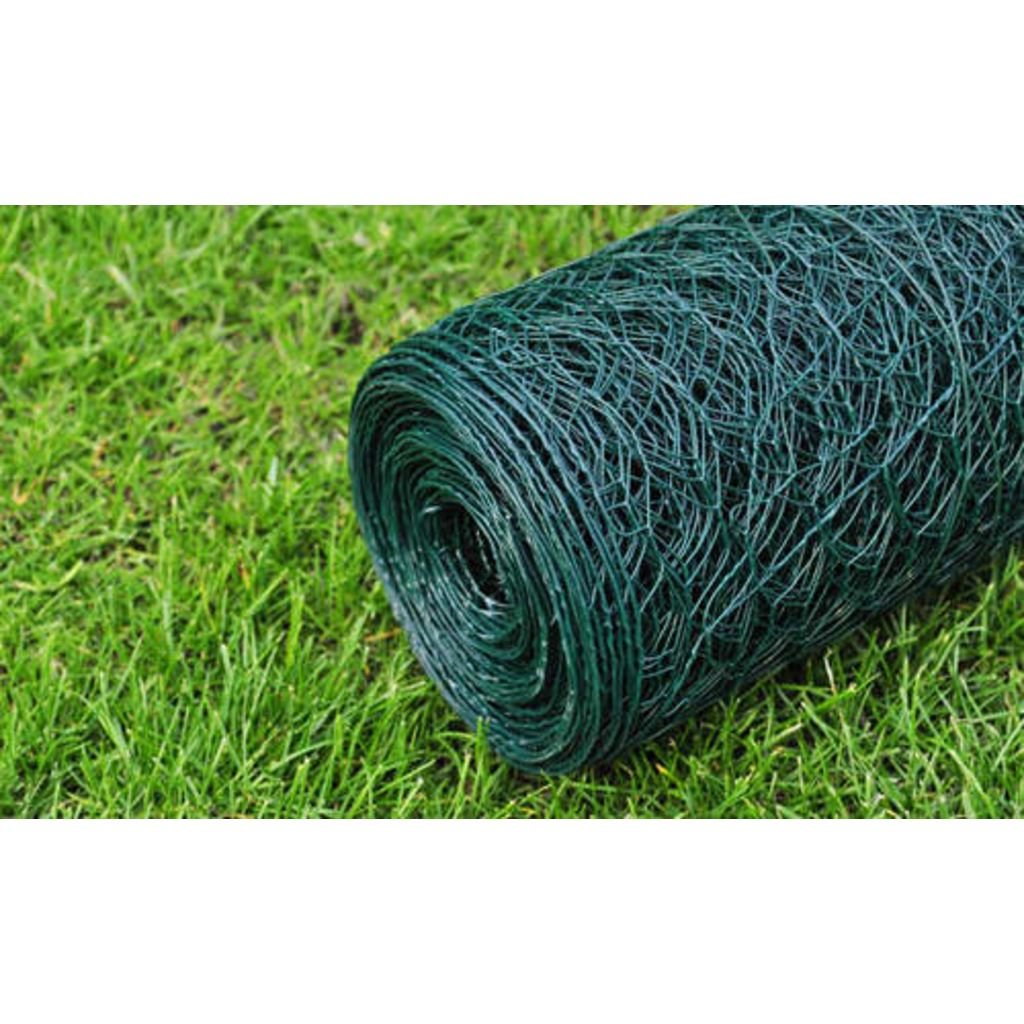 Recinzione in Rete per Pollaio Rivestita in PVC 25x0,5 m Verde,Recinzione in Rete per Pollaio,Recinzioni per Pollaio,Rete per Pollame-140404