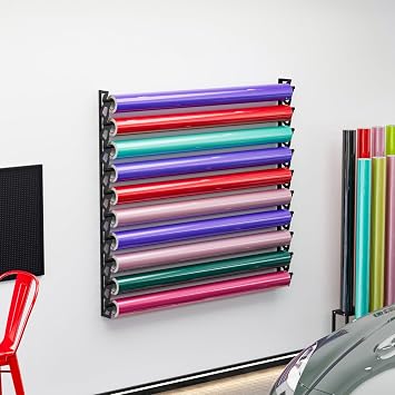 Wall Moun Vinyl Roll Holder, Metal Rack Heavy Duty Vinyl Storage Tool - Large Sign & Banner Material Holder, Organizer Fabric Spool Convenient Craft Stand10 Rod