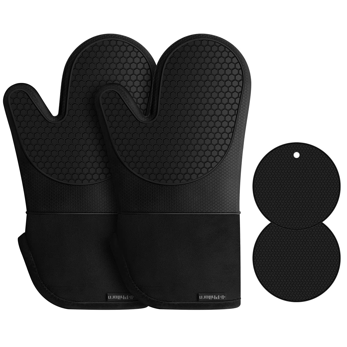 Set Da 6 Guanti Da Forno In Silicone Resistenti Al Calore, Mini Presine Antiaderenti Per Cucina, Facili Da Pulire E Lavabili In Lavastoviglie (Nero)