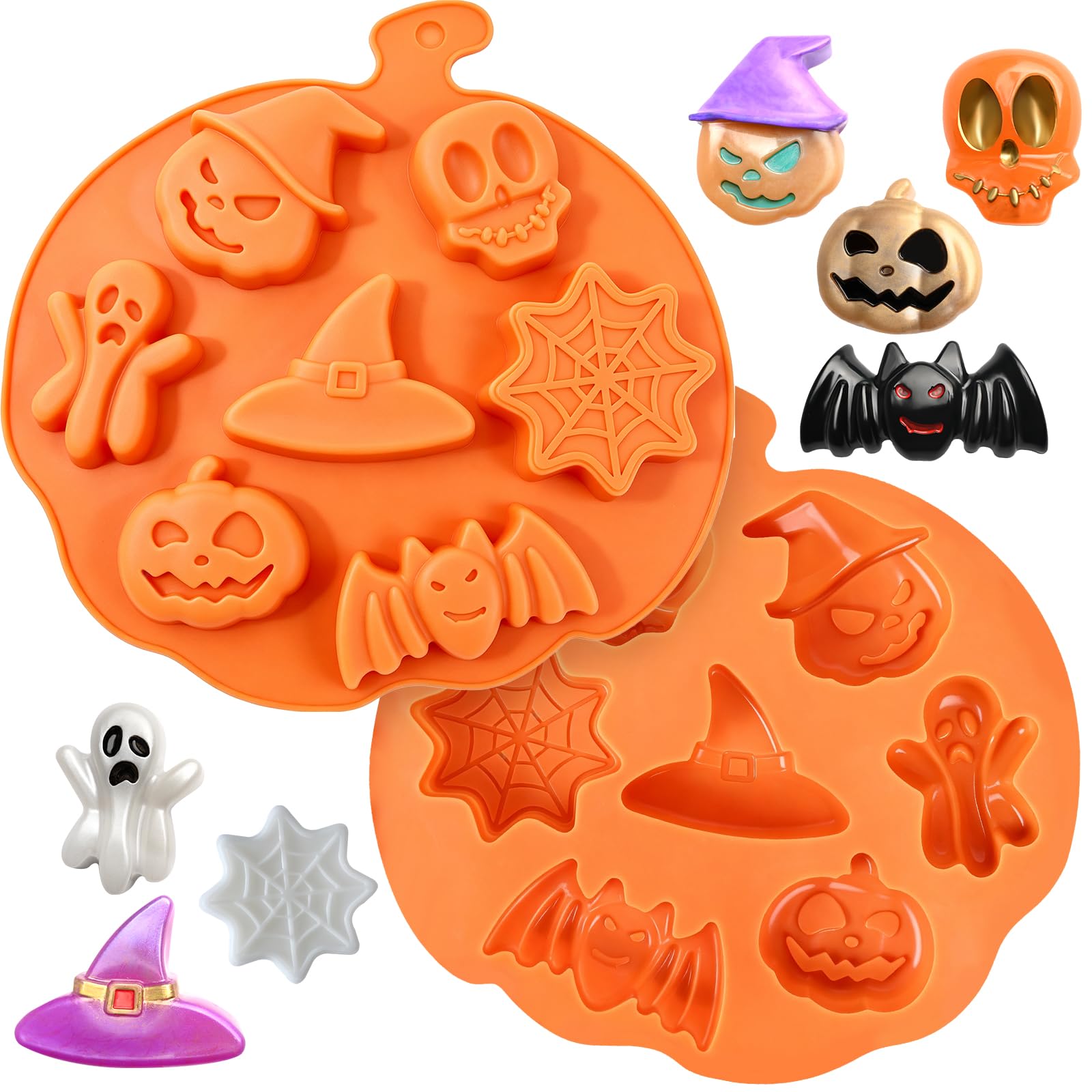Halloween Soap Molds, 2-Pack Halloween Theme Silicone Molds 14 Cavity