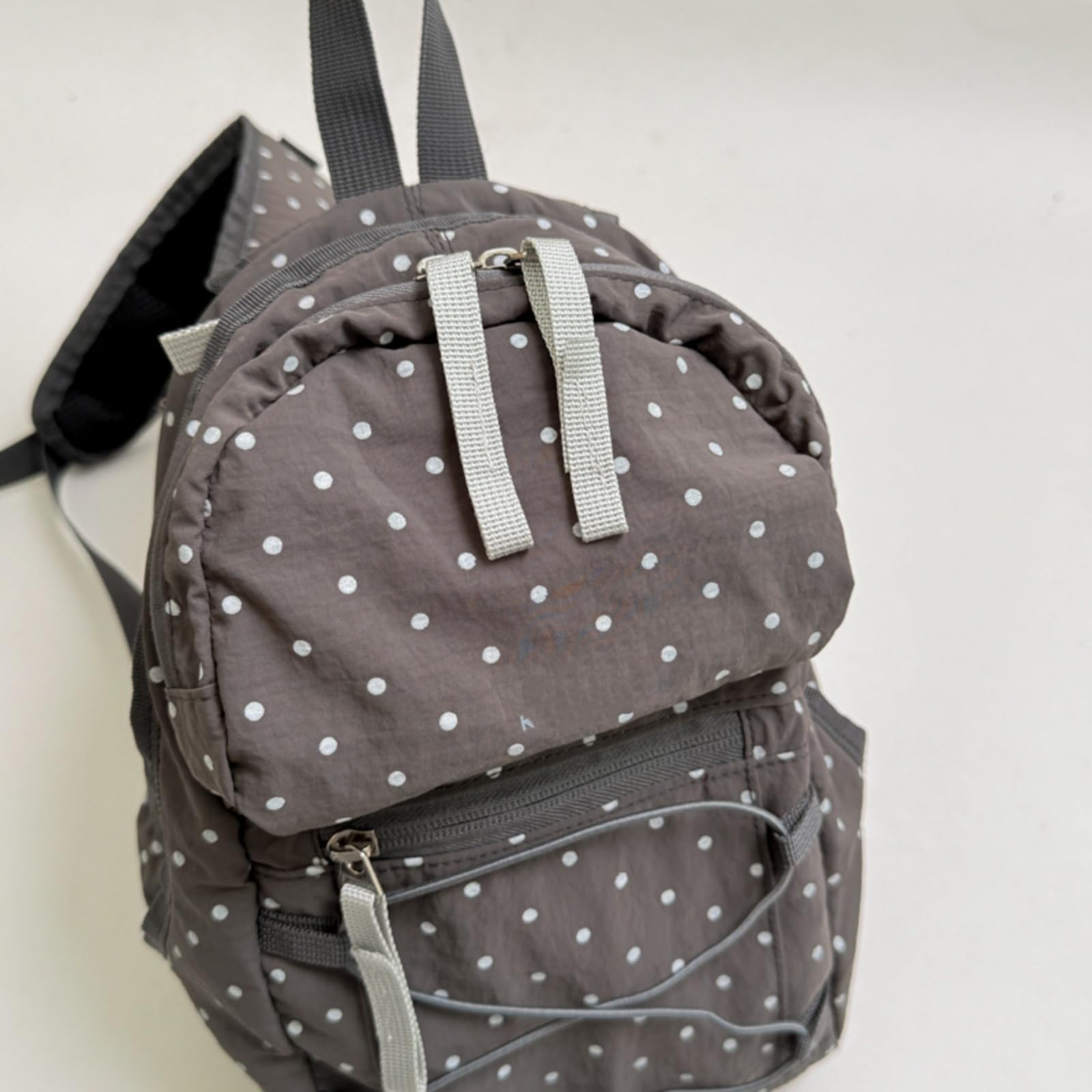 Zaino Polka DOT Stampa Nylon Mini Zaino, Cordone Multi Tasca Borsa Casual per Viaggi Scolastici Uso Quotidiano-Yellow