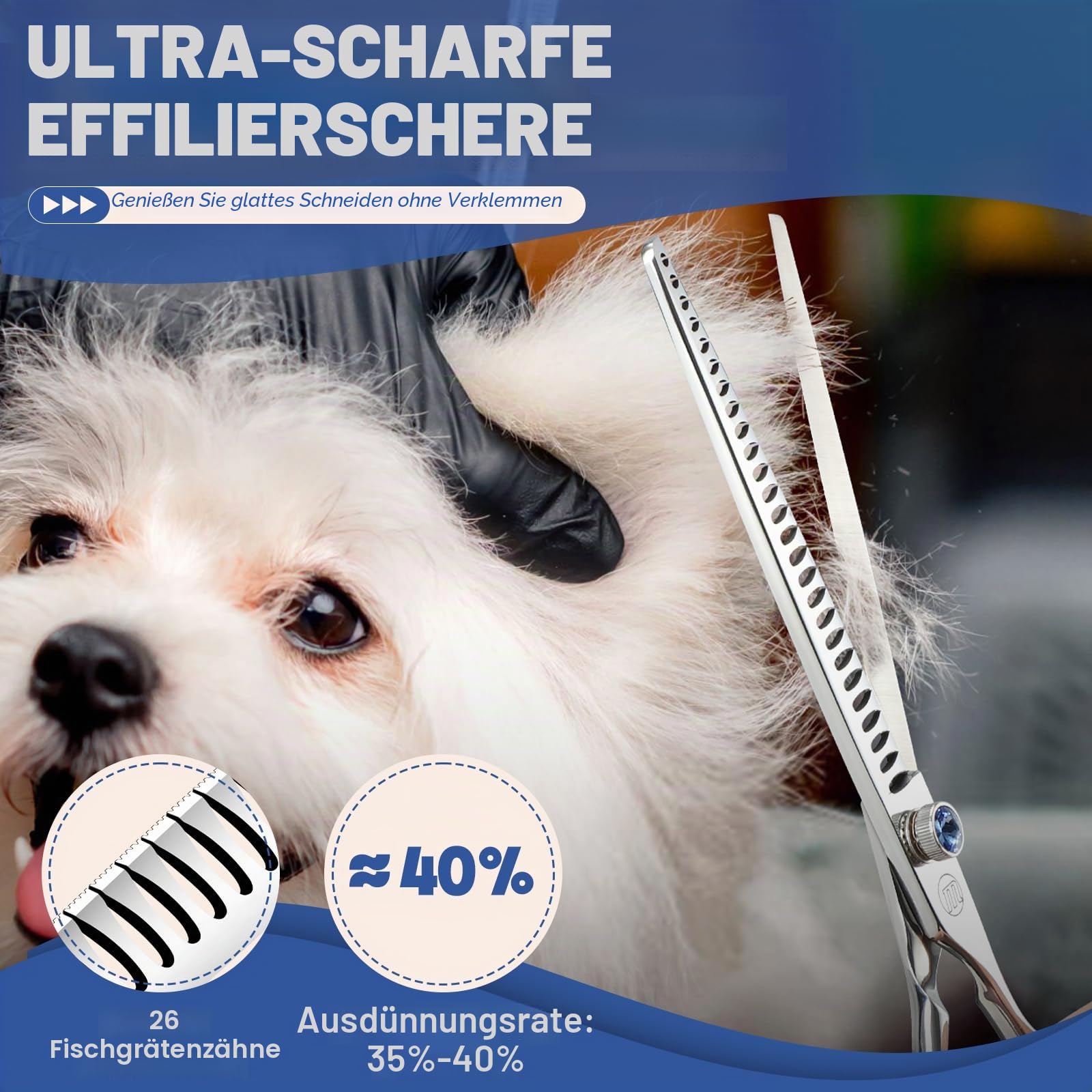 Moontay Hundeschere Chunker Effilierschere,8 Zoll
