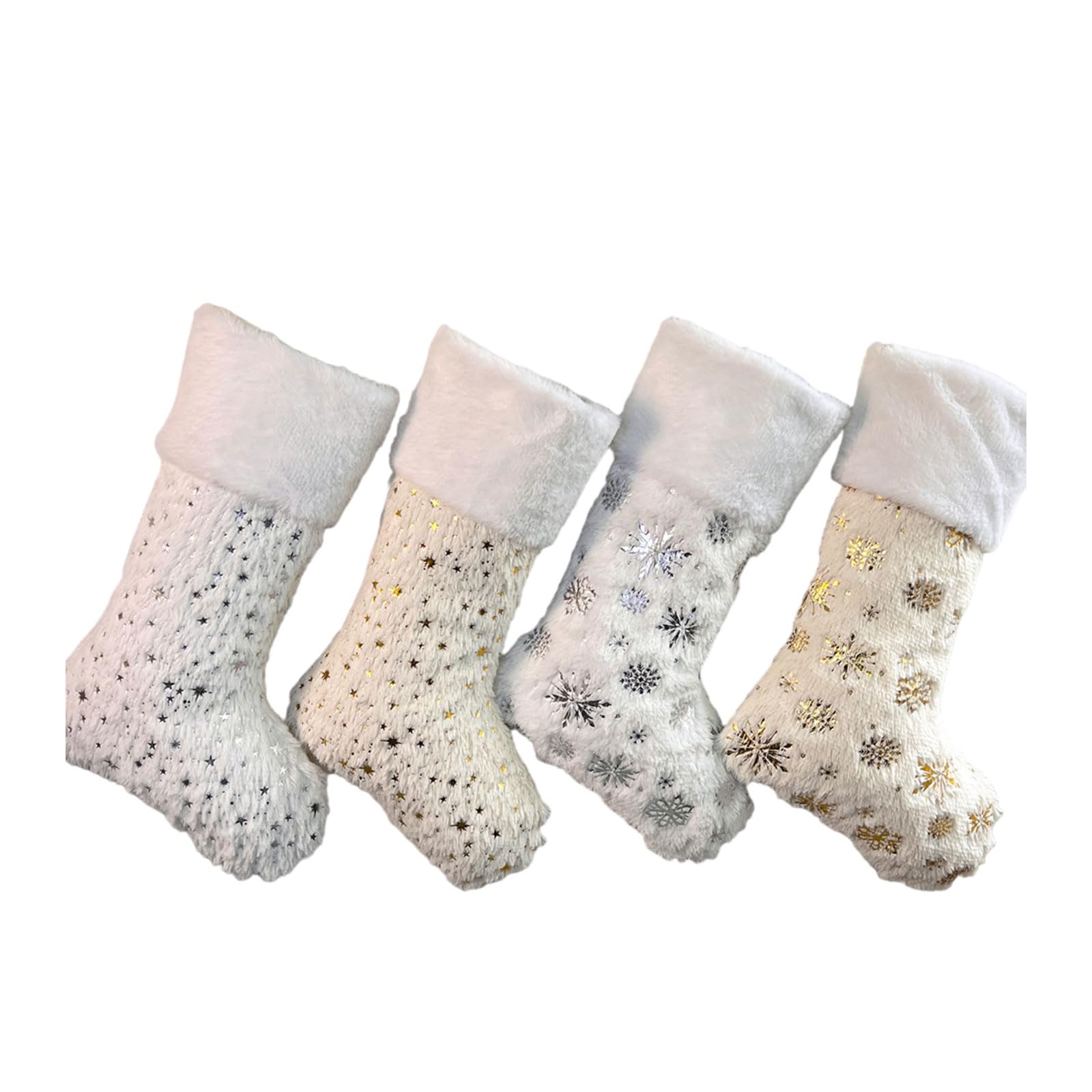 Buxuaaaa 4 Pieces Christmas Stocking Set for Indoor Mantelpiece Festive Ornament Assorted Colorful Christmas Stockings Festival Socks Men