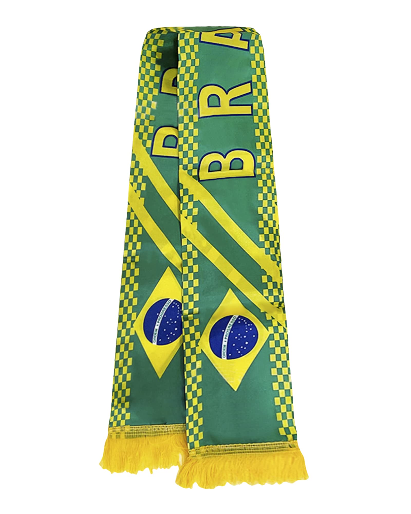 Soccer Scarf - National Team Flag Pattern Soccer Fan Scarf | Satin Football Playoff Scarves |Bright Color and High Definition (Brazil)