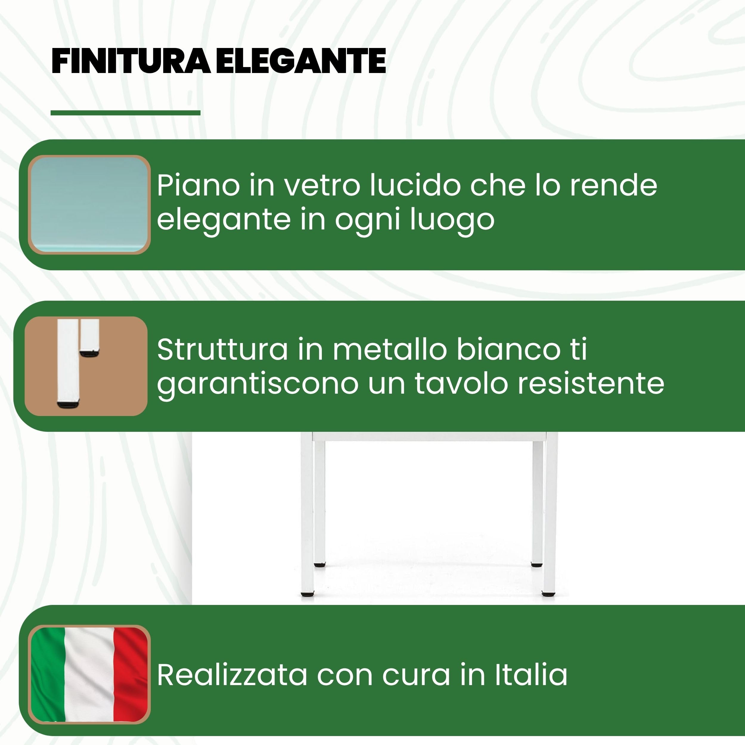 Mar.c.a. Design - Tavolo da Pranzo Allungabile Rettangolare 110x70x76 cm - Allungabile Fino a 170 Cm - Struttura in Acciaio Bianco e Vetro - Made in Italy