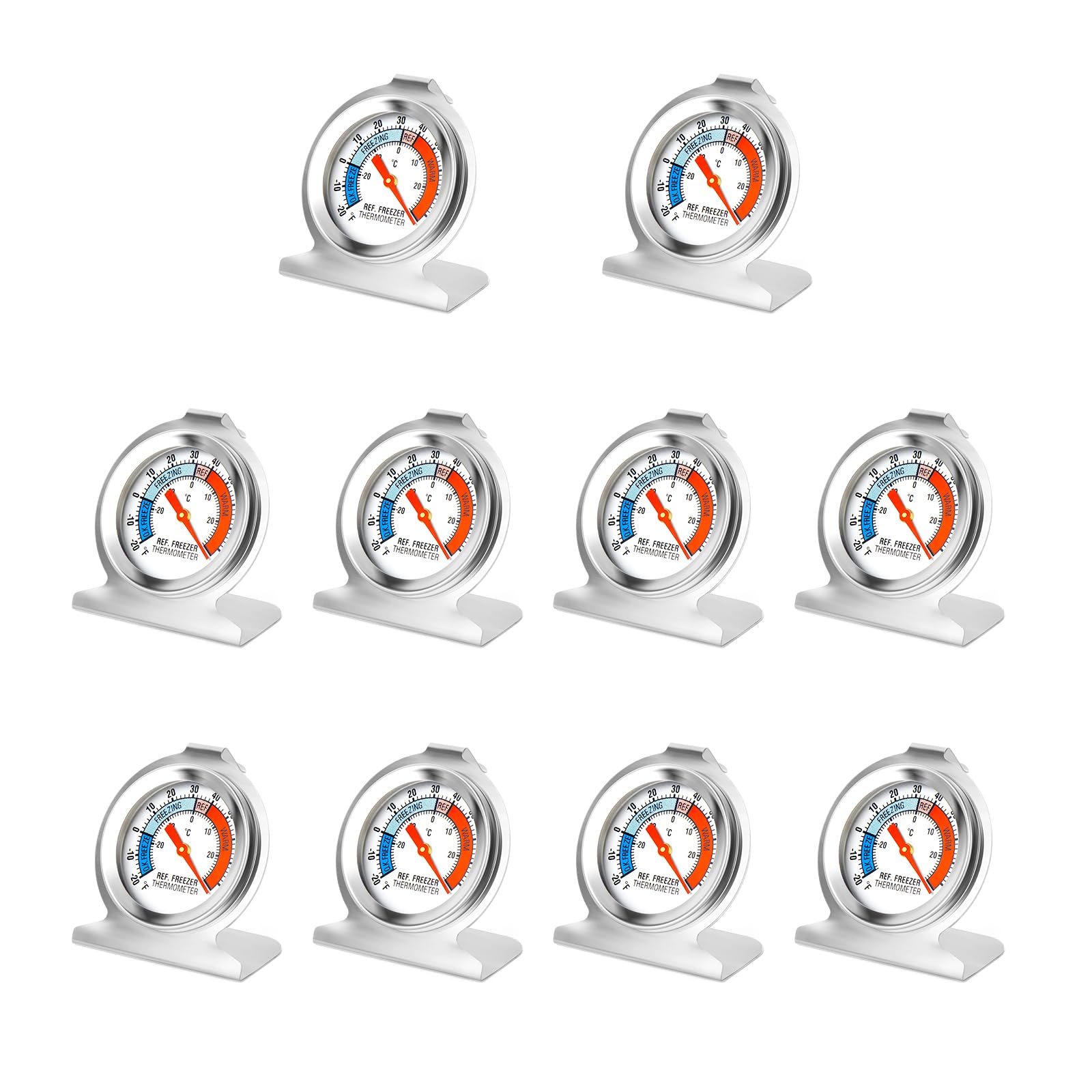 MEANLIN MEASURE 10Pcs Thermomètre pour réfrigérateur, cadran large de 2 pouces avec indicateur rouge -30~30℃/-20~80℉ pour réfrigérateur et glacière