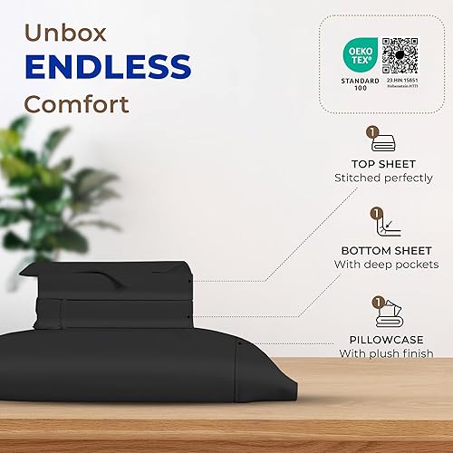 Vista 117 de THREAD SPREAD Hotel Collection - Juego de sábanas de 600 hilos de algodón egipcio, satinado, 4 piezas, Blanco, King