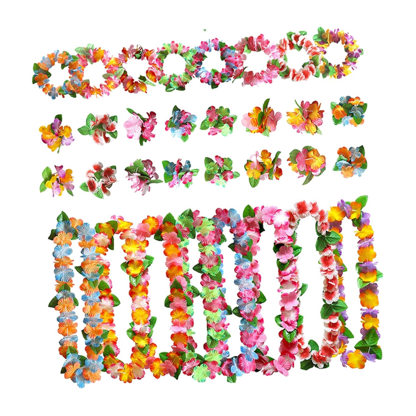 STOBOK 2juegos Hawaiano Leis Collar Diadema y Pulsera De Flores Para Fiestas Tropicales Decoración De Eventos Cumpleaños y Luau