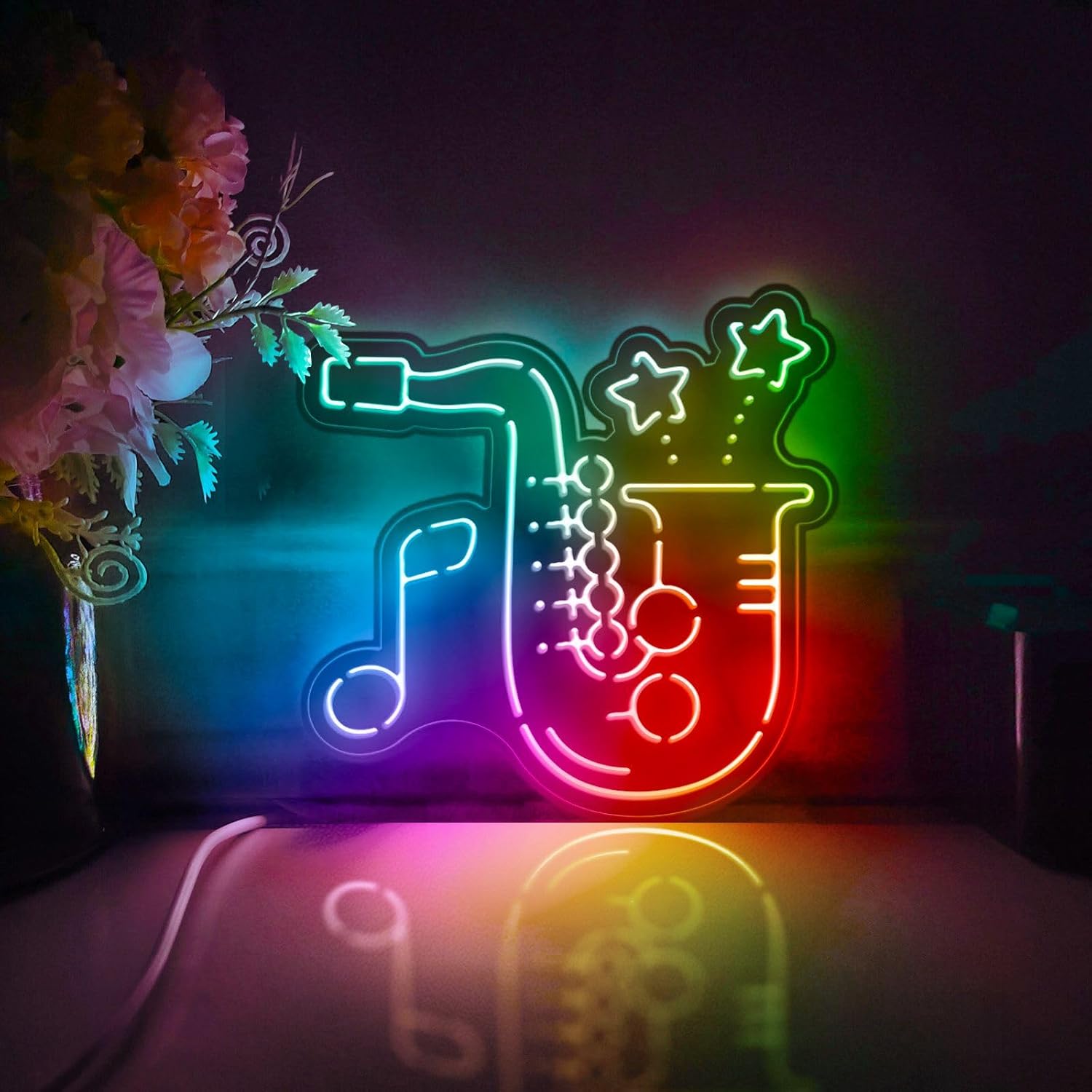Jazz Music Saxophone Led Light Box, Musical Instrument Wall Art Decor, Lighted Desktop Decoration (Static Light, Small Size)