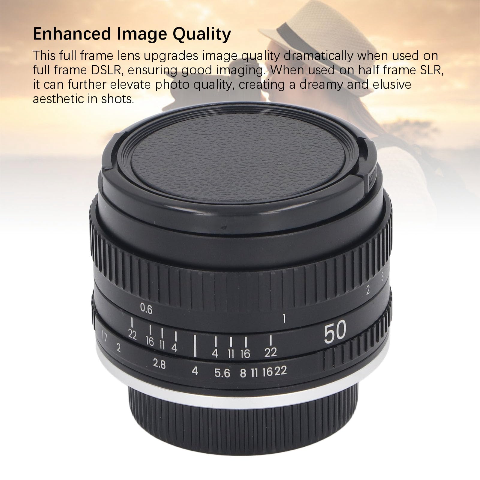 Lente de Enfoque Manual F1.7 de 50 Mm, Gran Apertura de Fotograma Completo para Cámaras con Montura de Rosca Estándar de 42 Mm, con Bolsa de Almacenamiento a Prueba de Polvo,