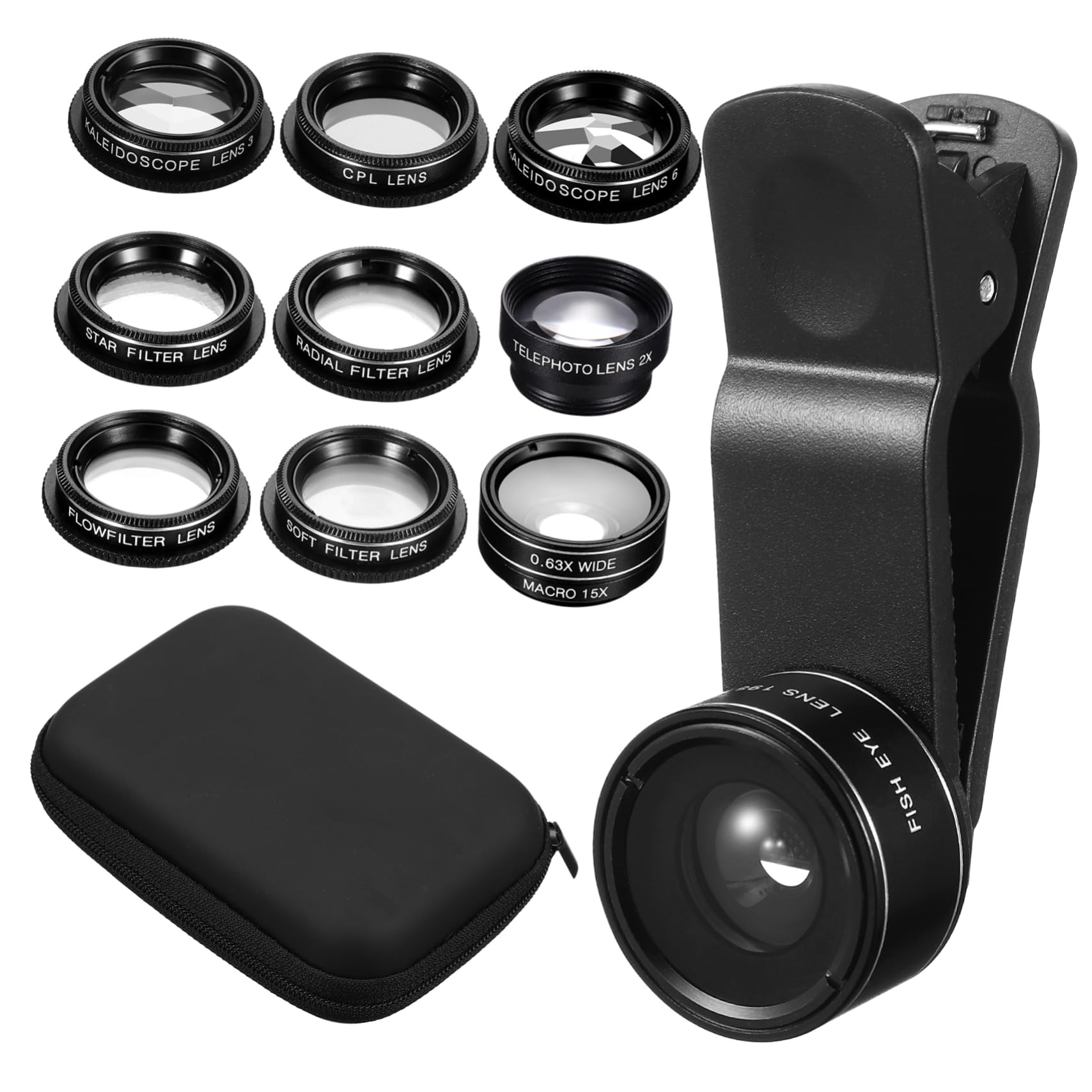 Housoutil 1Set Mobile Phone Lens Kit with Fisheye Wide Angle Macro and Cpl Lenses Compatibility for Stunning Photography Smartphones