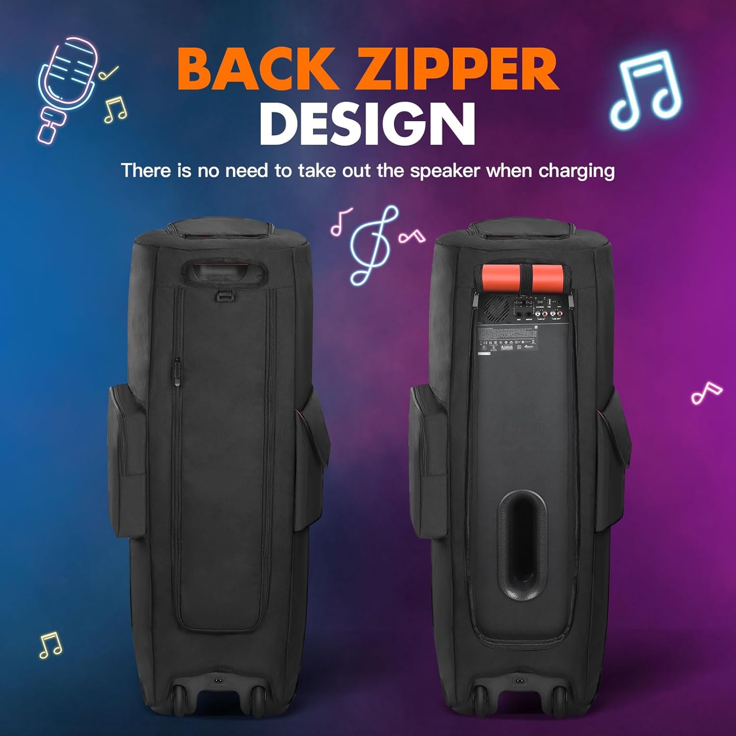 Speaker Case Compatible with JBL PartyBox 1000 Portable Speaker, Outdoor Party Travel Case Soft Dust Cover Storage Bag with Zipper Window Pockets for Charger, Microphones and Accessories - Image 7