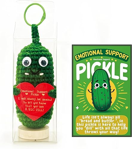 Enrollador de apoyo emocional, regalo de pepino en escabeche hecho a mano, soporte emocional para regalo, pepinillo de ganchillo, apoyo emocional