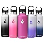 HYDRO CELL Stainless Steel Water Bottle with Straw & 2 Standard Mouth Lids (32oz 24oz 20oz 16oz) Keeps Liquids Hot or Cold w/Double Wall Vacuum Insulated Leak Proof Sport Design (Fuchsia 20oz)