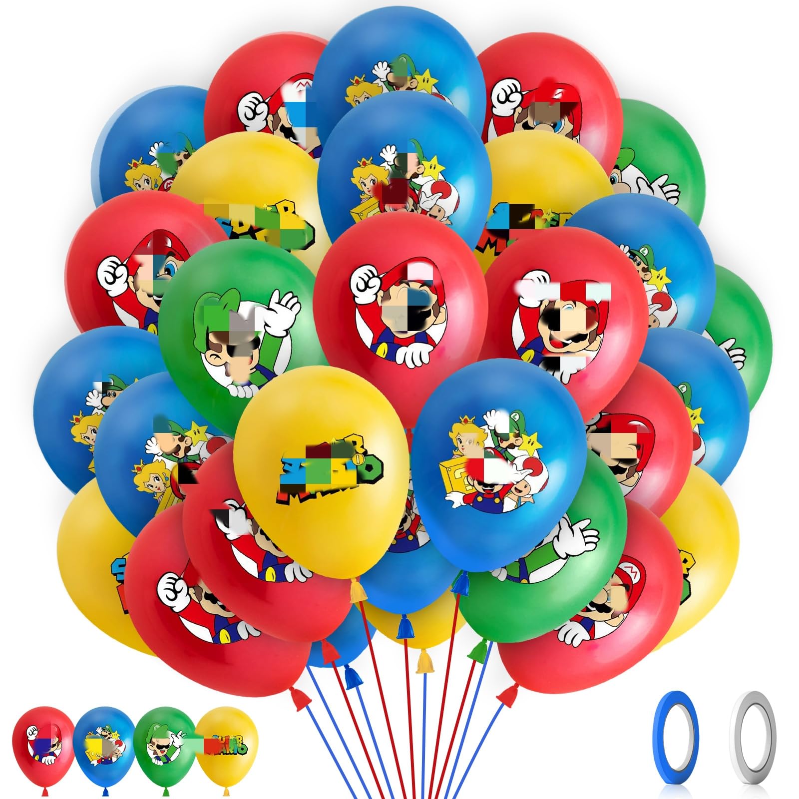 Mari Birthday Decorations for Girls Boys- 32pcs Birthday Balloons Decorations, Latex Balloons for Kids, Happy Birthday Balloons, Party Balloons Supplies for Super Theme Bros Happy Birthday Decorations — image 1
