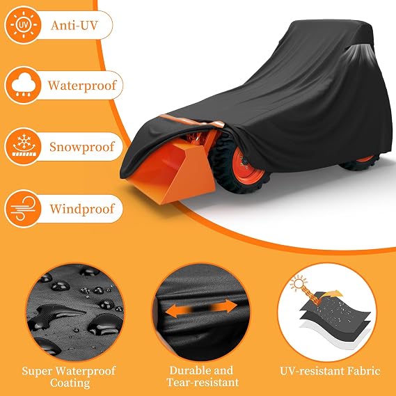 STARTWO Full Tractor Cover Waterproof Heavy Duty, Universal Fits Most Compact Utility Tractors, UV Protection, Dustproof, with Air Vents & Reflective Strips,149 L x 76 W x 86 H in