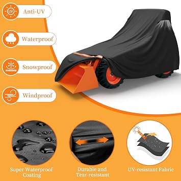 STARTWO Full Tractor Cover Waterproof Heavy Duty, Universal Fits Most Compact Utility Tractors, UV Protection, Dustproof, with Air Vents & Reflective Strips,149 L x 76 W x 86 H in