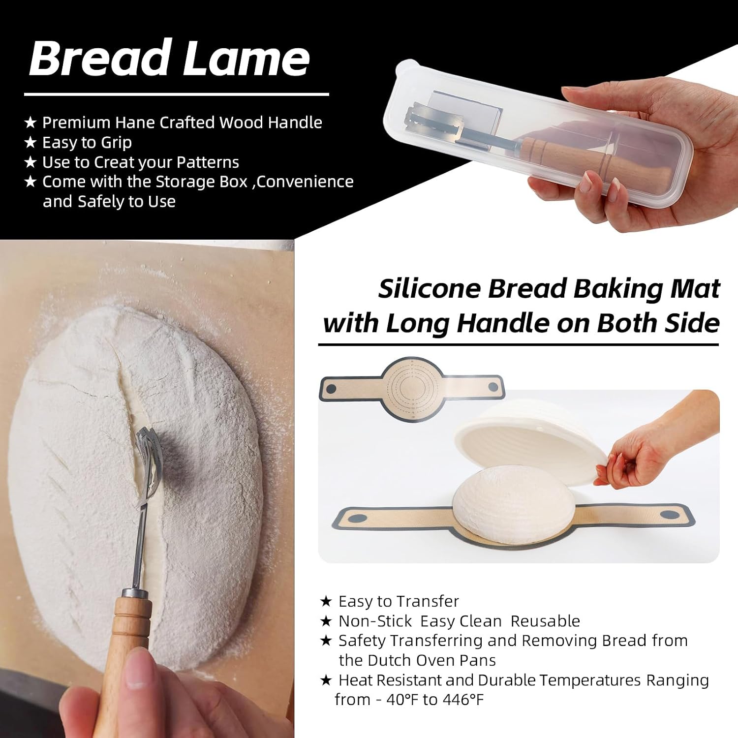 Pulp Banneton Bread Proofing Basket Set 2 10inch Round Bortform Sourdough Bread Baking Supplies Silicone Baking Mat - 30pcs Disposable Non-woven Liners - Flour Sieve - Bread Lame - Dough Whisk
