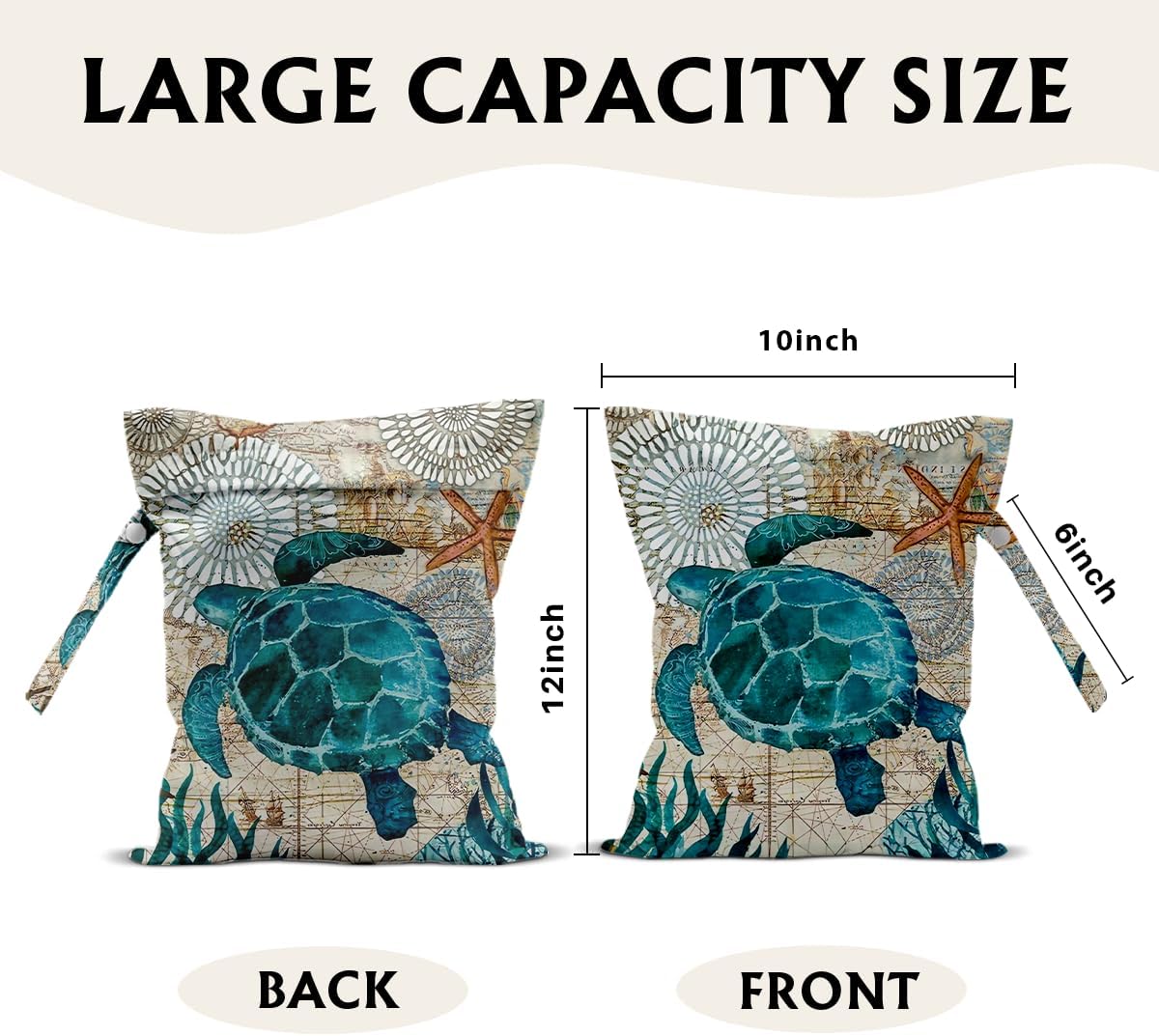 Turtle Wet Bags, Sea Turtle Gifts for Women Waterproof Travel Laundry Bags thumbnail