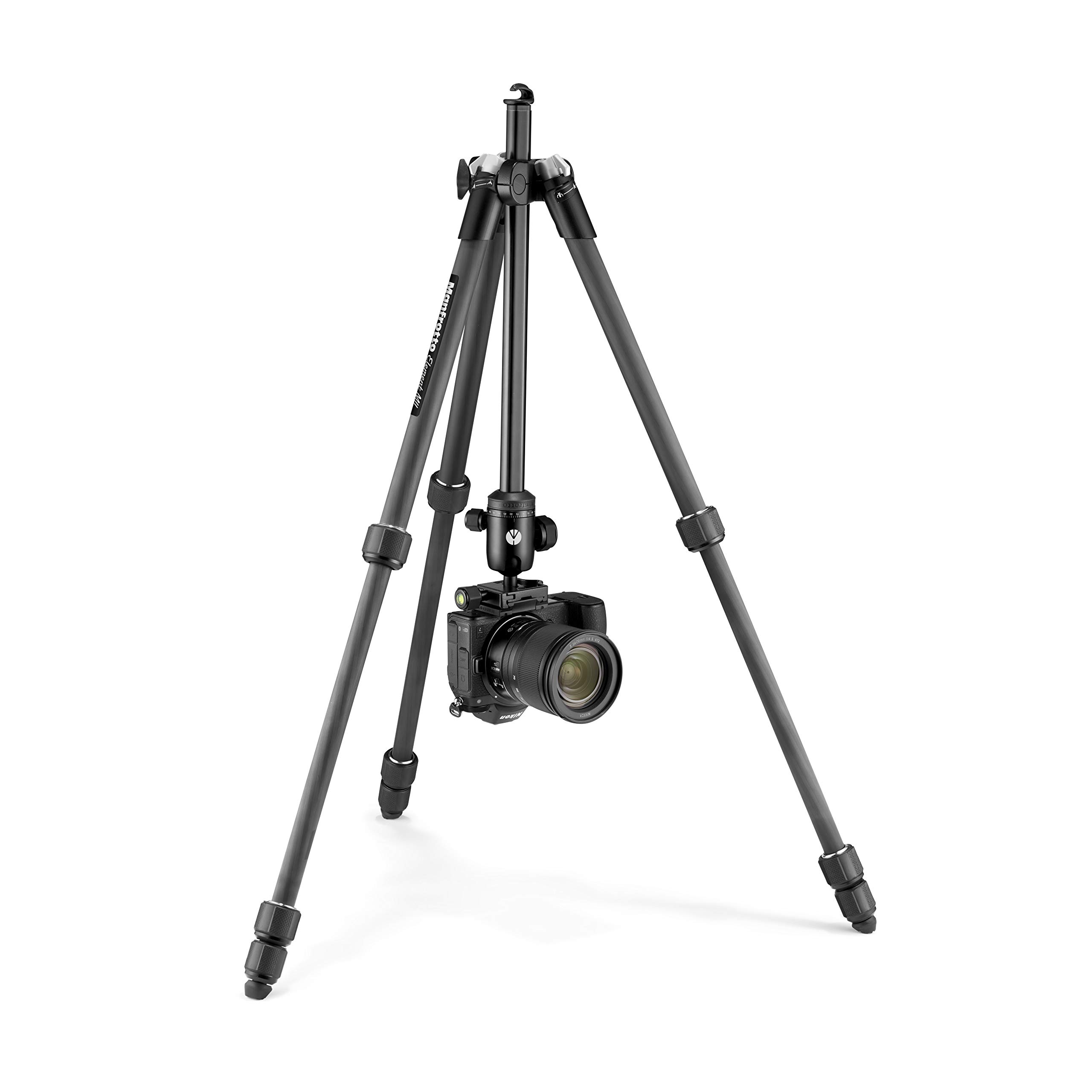 Manfrotto Element MII Kamera- und Handystativ, Carbon Reisestativ mit Kugelkopf und Bluetooth, für Smartphones, DSLR, CSC und Kompaktkameras, Fotozubehör, Content Creation, Video-Blogs