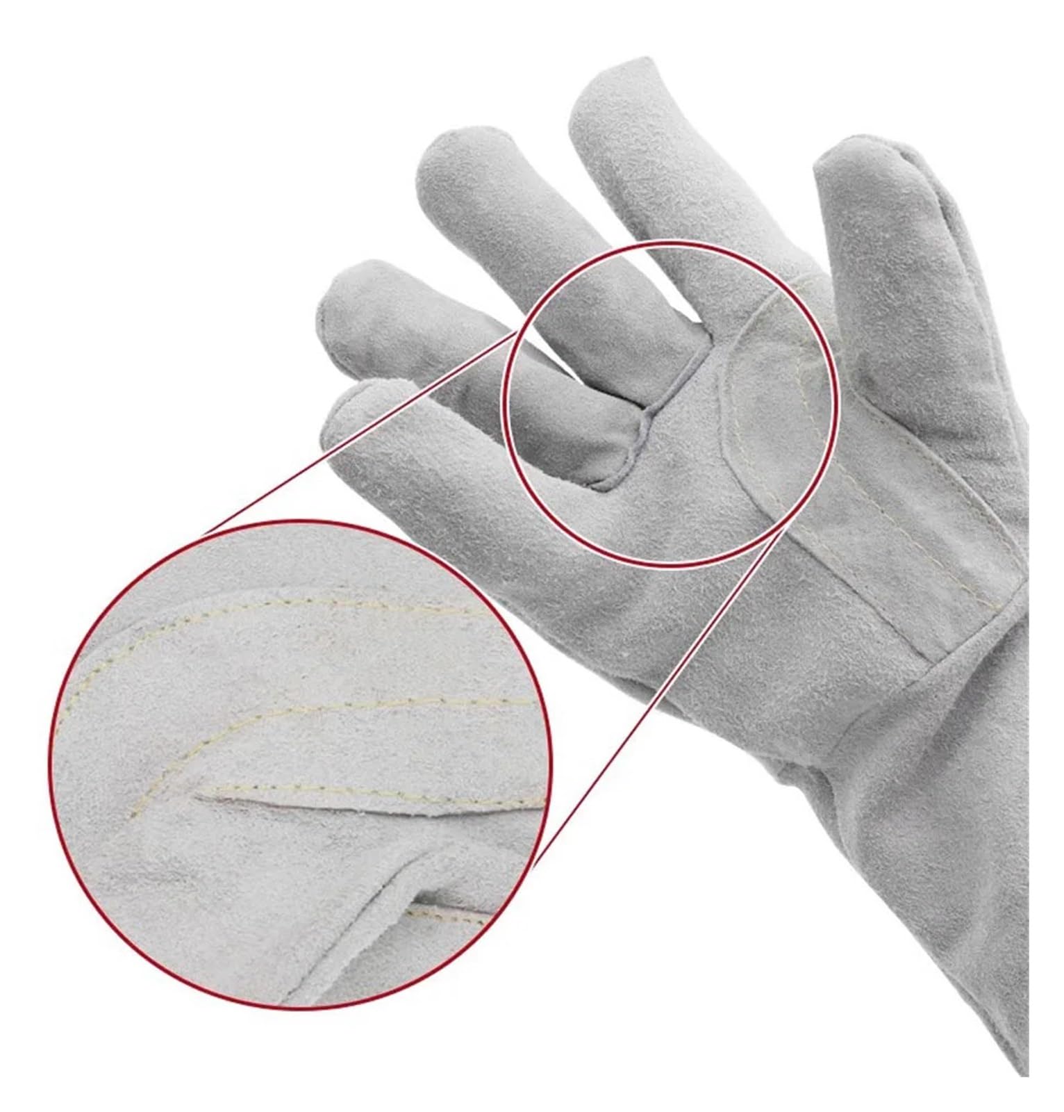 Gants de soudage en Cuir de Vache, Bonne Absorption de la Sueur, résistants à la Chaleur, Gants de soudage TIG, for Soudeur, poêle de cheminée, Gants de Gril de Cuisson(Long Double Layer)