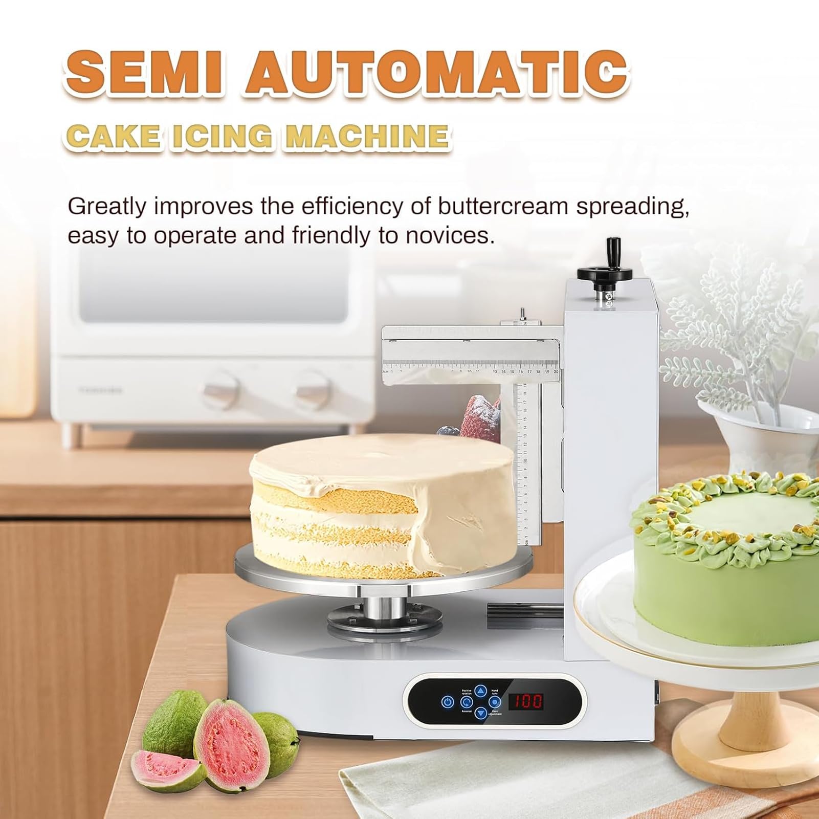 MáQuina para Decorar Pasteles, para Decorar Pasteles De CumpleañOs, con Cobertura Suave De Crema, Silenciosa, para Glaseado De Pasteles, Raspador EléCtrico para Alisar Crema Y Mantequilla
