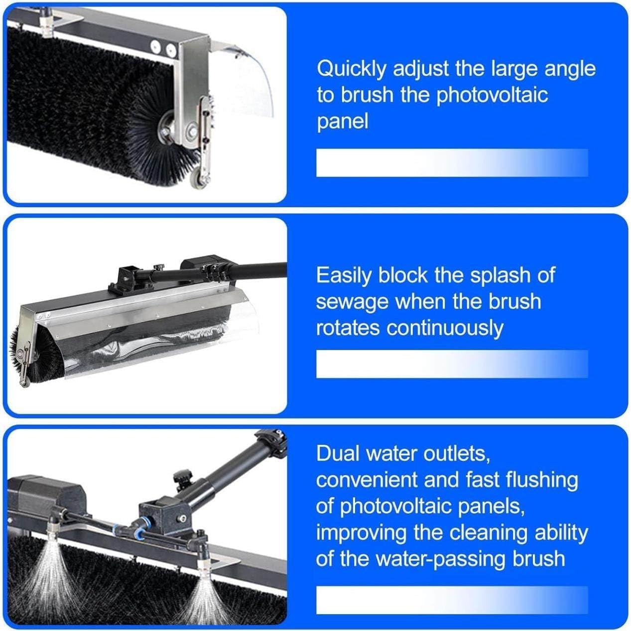【入荷極小！新作】自動ソーラーパネルブラシ、ソーラーパネルクリーニングローラーブラシ、屋外用ウォータースプレーブラシロッド、ウォーターポンプ付き、スナ