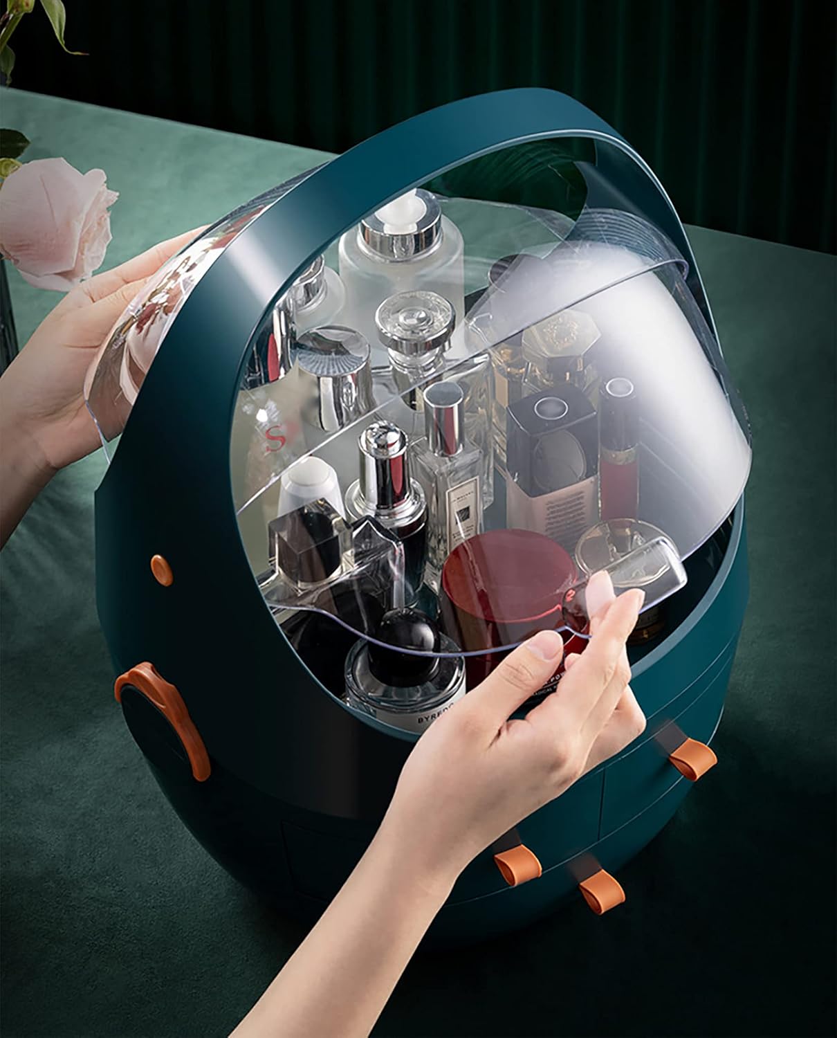 Cosmetic Storage Box, Covered Makeup Organizers and Storage, Waterproof Dustproof Cosmetic Green Holder, Tantanne : Beauty & Personal Care