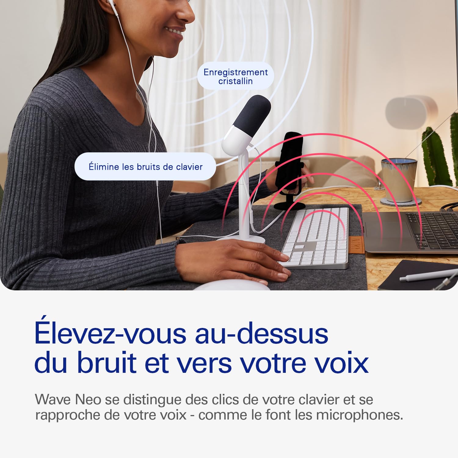 Elgato Wave Neo – Micro USB à condensateur, bouton Mute, pour jeux, streaming, visio et enregistrement de voix sur Teams/Zoom/OBS/Twitch/YouTube, etc., plug-and-play, compatible PC, Mac, iPad, iPhone