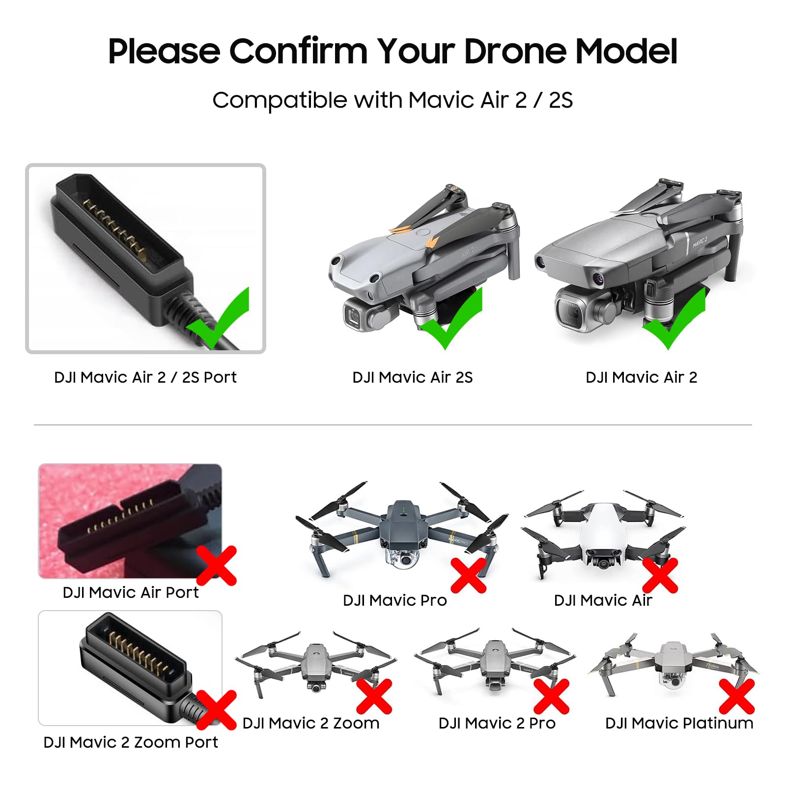 KFD Chargeur 13,2 V 2,82 A pour DJI Air 2S Fly ‎More Combo Drone Caméra Chargeur de batterie Mavic Air 2S Câble d'alimentation Mavic-Air 2 AC DC Adaptateur DJI-Air 2 Drone Bloc d'alimentation