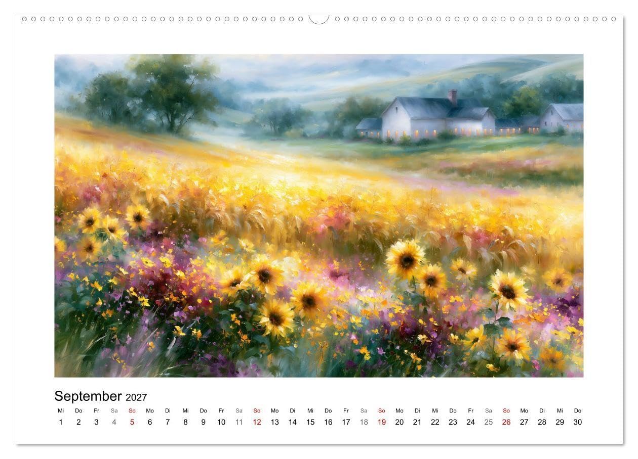 Poesie der Jahreszeiten (hochwertiger Premium Wandkalender 2027 DIN A2 quer), Kunstdruck in Hochglanz: KI-Kunst im impressionistischen Stil (CALVENDO Kunst)