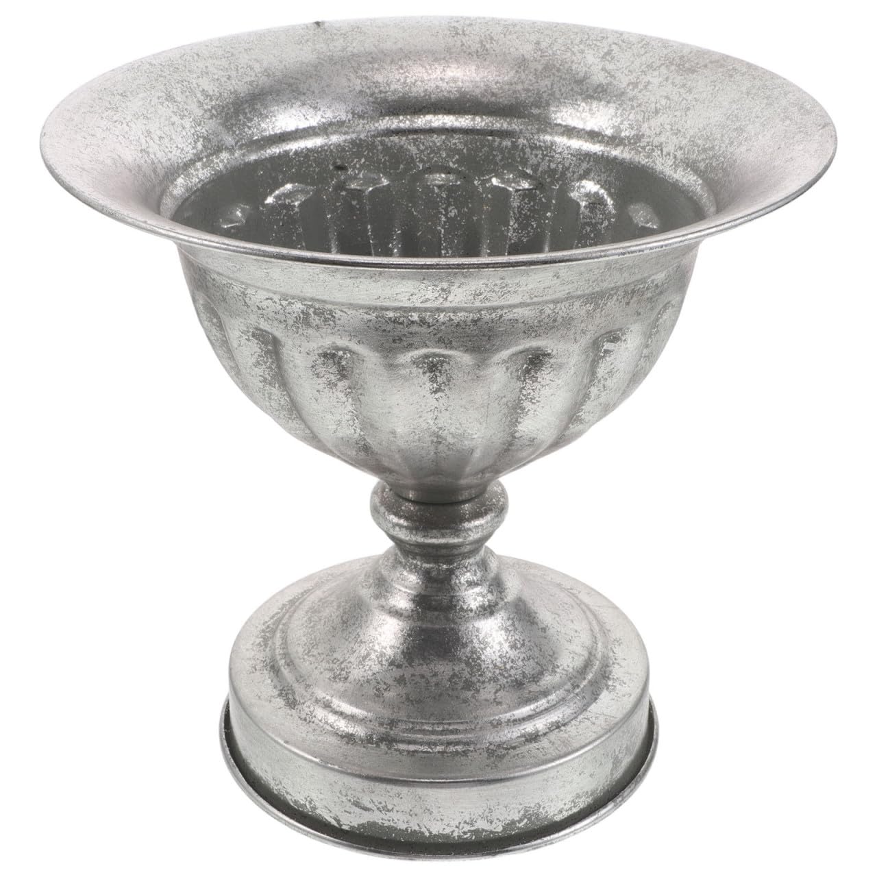 Pot de fleurs vintage en fer argenté pour bouquet séché et centre de table