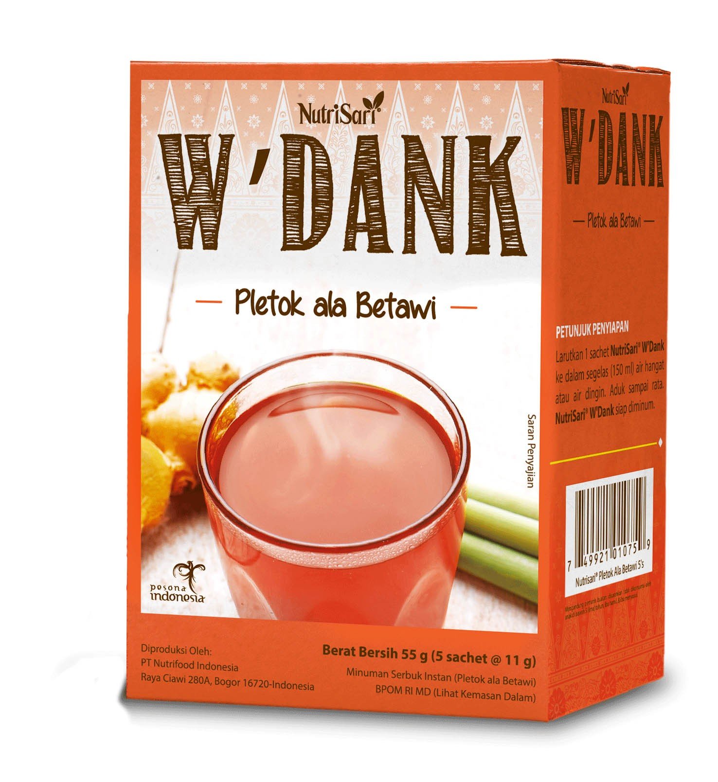 Nutrisari W'dank Pletok Betawi Indonesian Traditional Beverage 5-ct (1 Box)