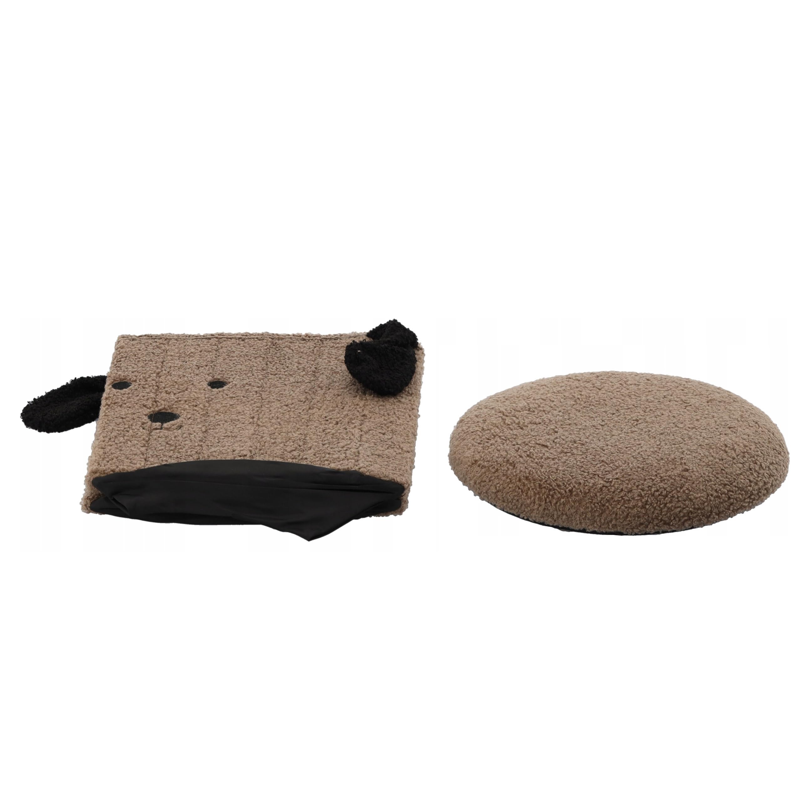 sarcia.eu Puff Plegable con almacenaje, de Felpa, para niños, 28x28x34 cm (Marrón)