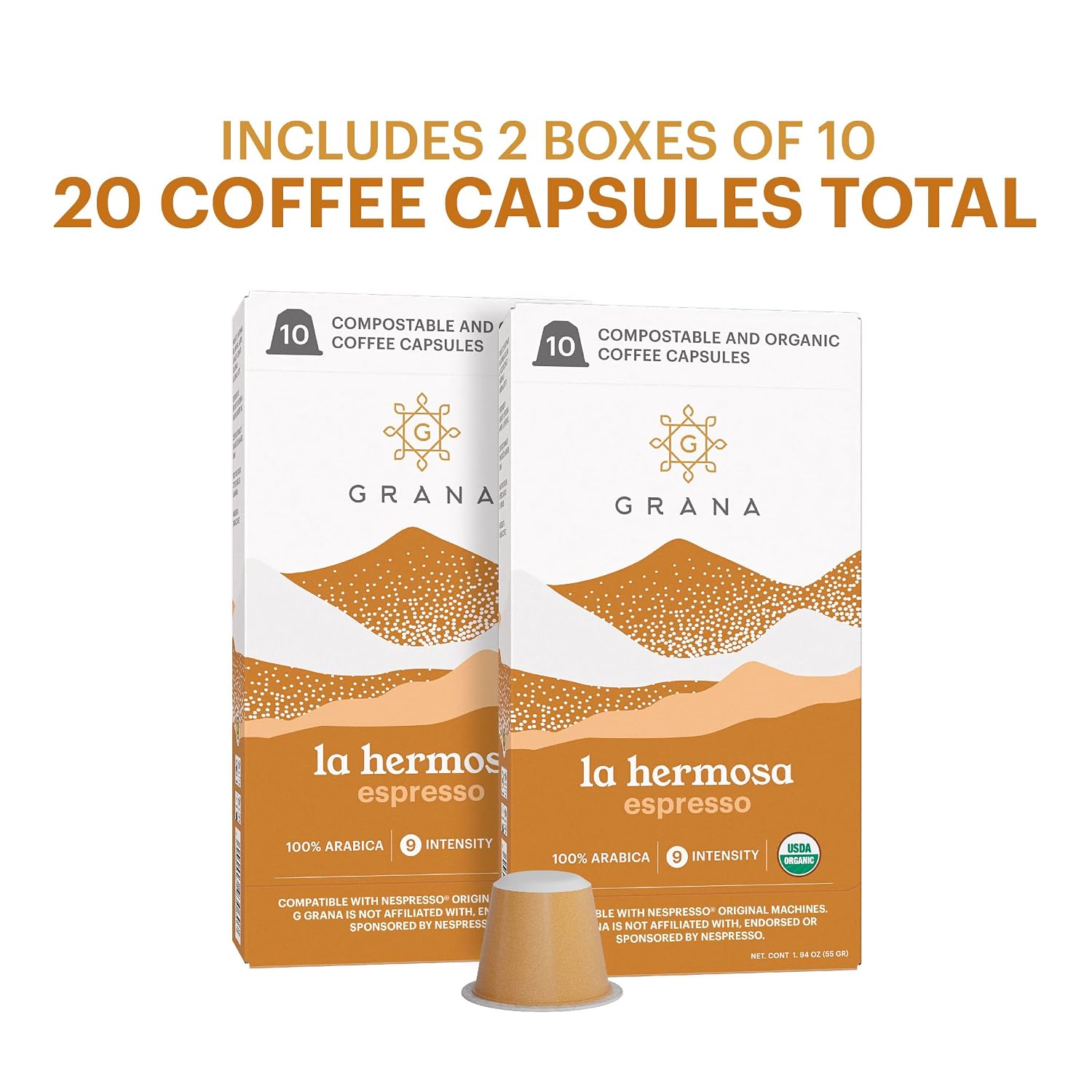 G GRANA Coffee Pods for Nespresso, Dark Roast, La Hermosa, 20 Count image 2