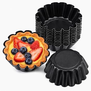 12 Pcs Egg Tart Mould, 6.35   2.4 cm Carbon Steel Mini Baking Mould