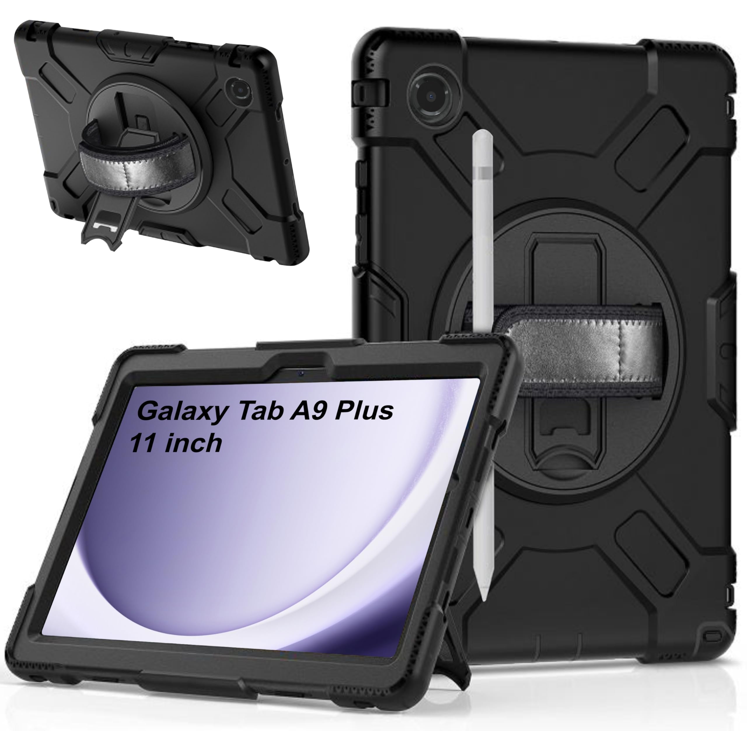 TGK Heavy Duty Hybrid Case for Samsung Galaxy Tab A9 Plus 11 inch Shockproof Sturdy Cover with Rotating Stand, Handle and Pen Holder Black (B0DHYBN28X) Amazon Price History, Amazon Price Tracker