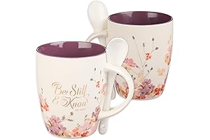Christian Art Gifts Coffee and Tea Mug with Spoon - Be Still and Know