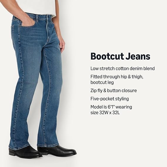 Amazon Essentials Men's Low Stretch Slim-Fit Bootcut Jeans